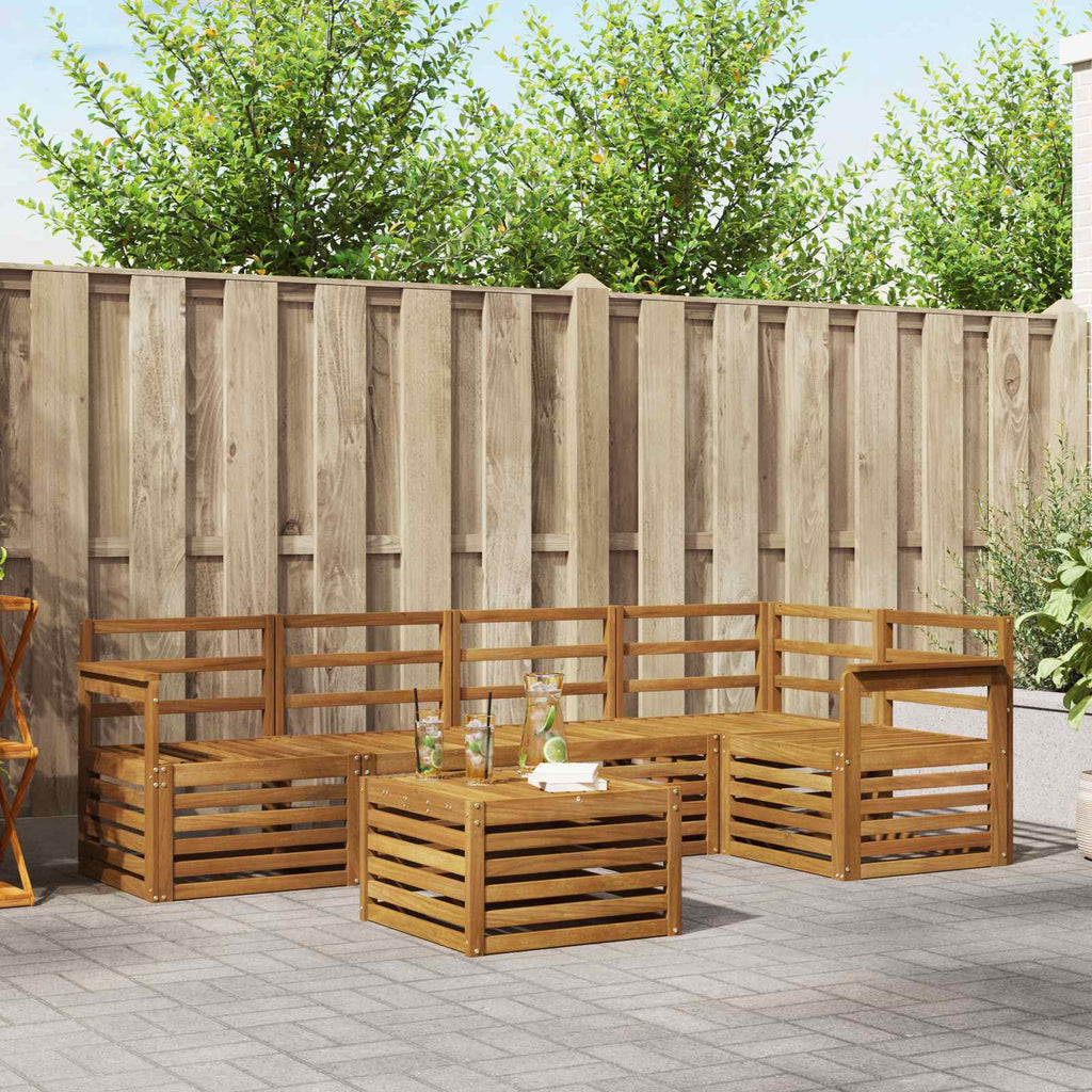 vidaXL Zestaw sofy narożnej 6 pcs Naturalny Lite Drewno Akacji