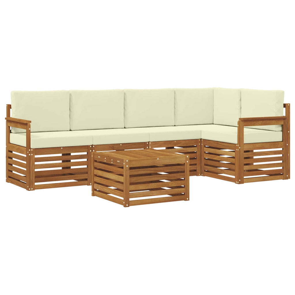 vidaXL Zestaw sofy narożnej z poduszką 6 pcs Naturalny i Kremowy