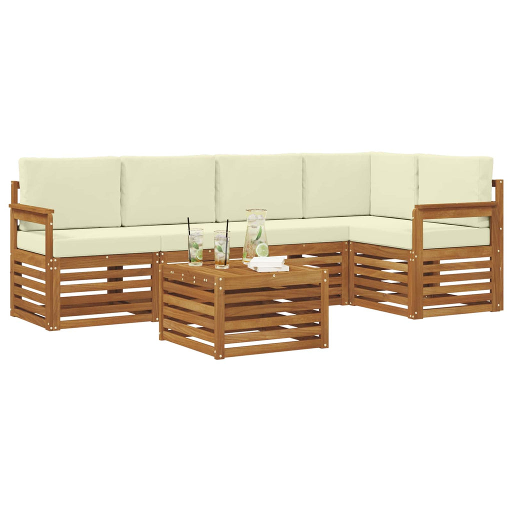 vidaXL Zestaw sofy narożnej z poduszką 6 pcs Naturalny i Kremowy