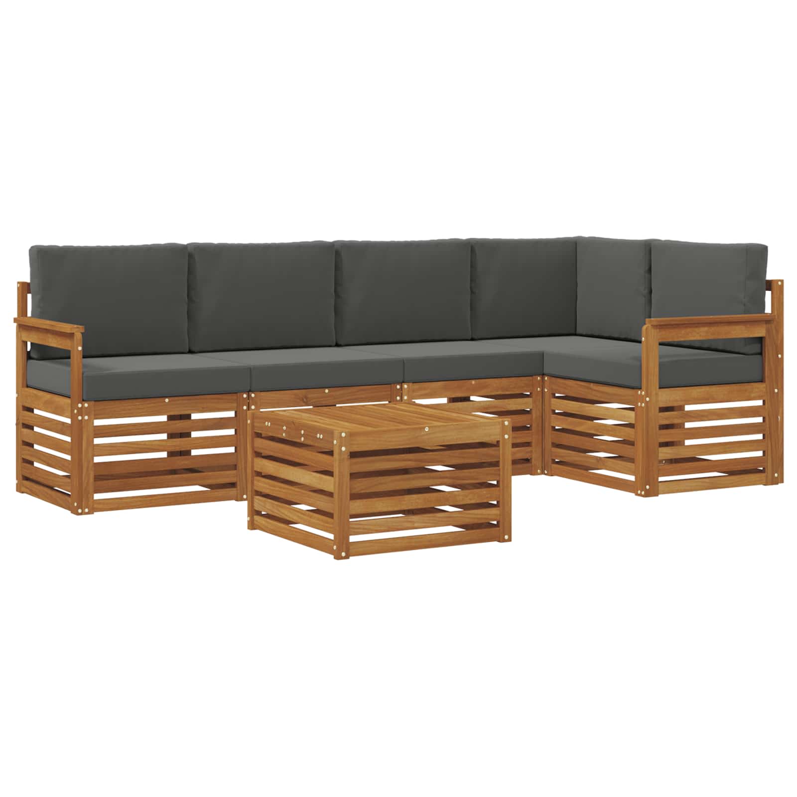 vidaXL Zestaw sofy narożnej z poduszką 6 pcs Naturalny i Antracytowy
