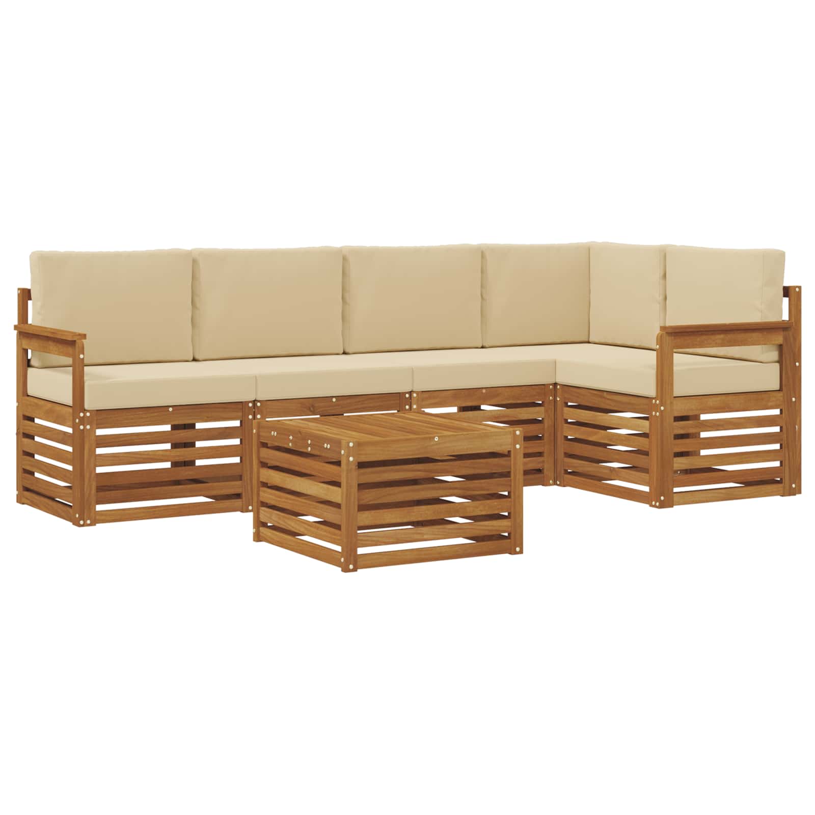 vidaXL Zestaw sofy narożnej z poduszką 6 pcs Naturalny i Beżowy