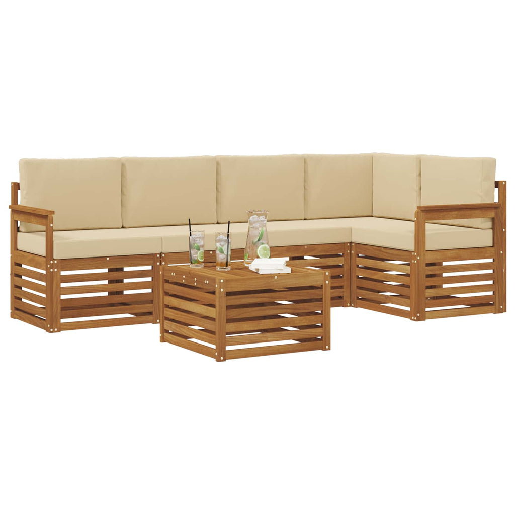 vidaXL Zestaw sofy narożnej z poduszką 6 pcs Naturalny i Beżowy