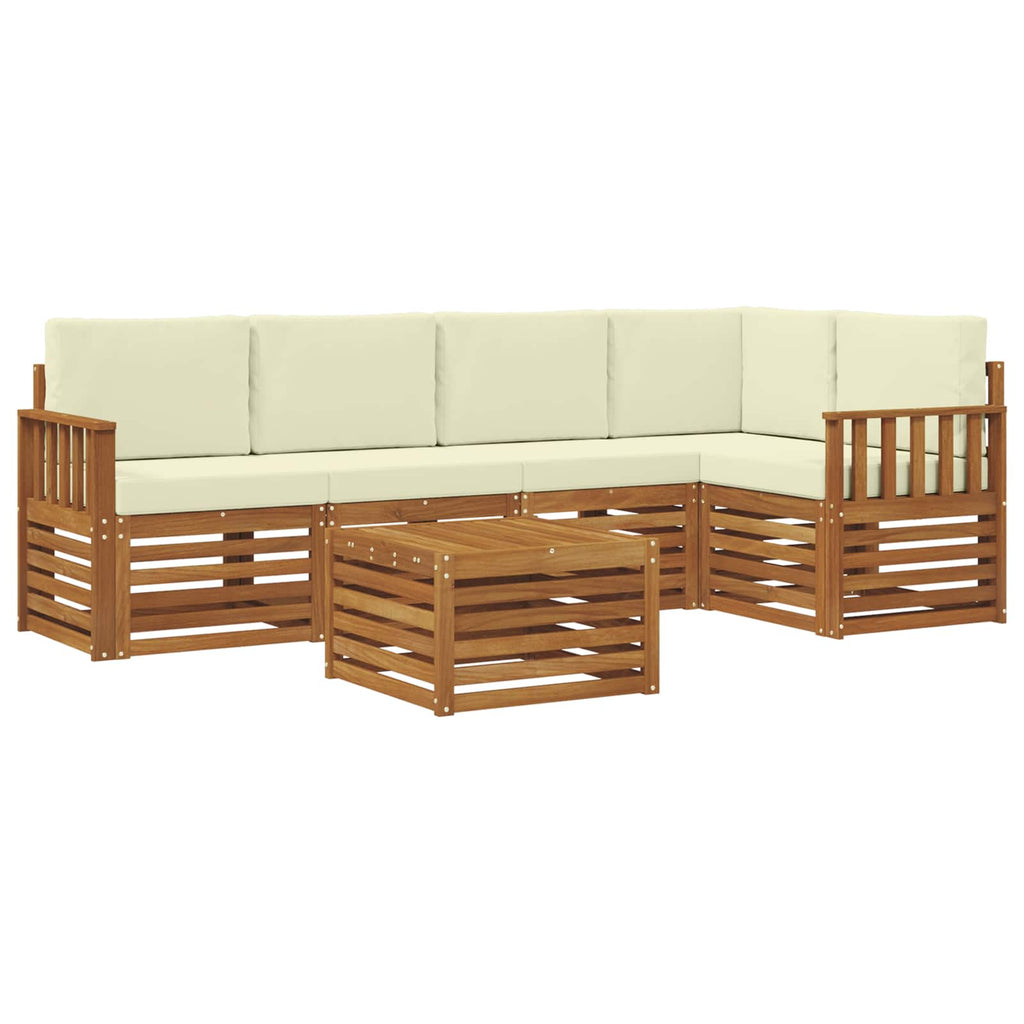vidaXL Zestaw sofy narożnej z poduszką 6 pcs Naturalny i Kremowy