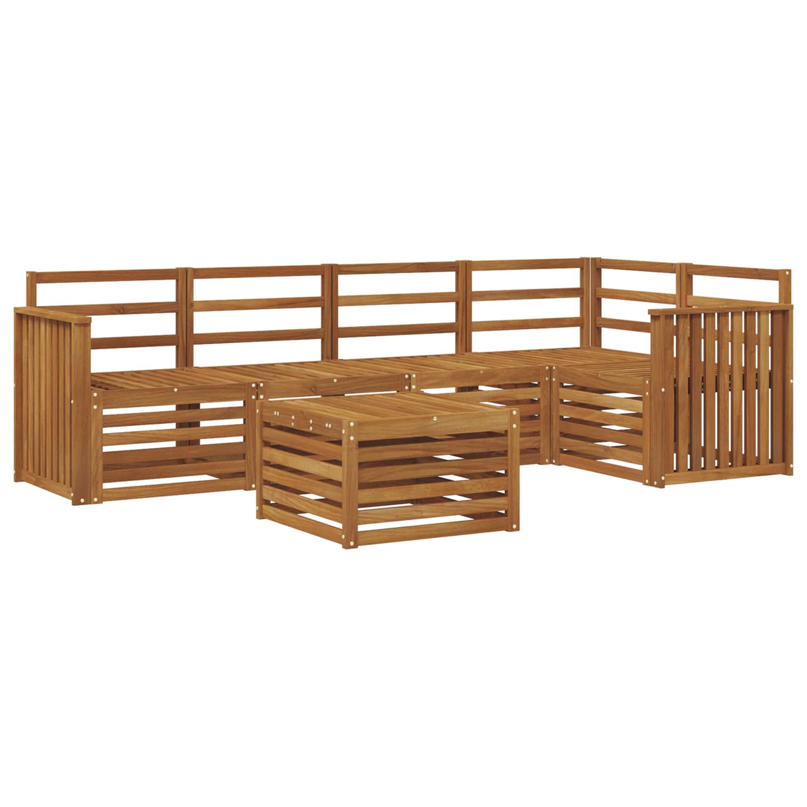 vidaXL Zestaw sofy narożnej 6 pcs Naturalny Lite Drewno Akacji