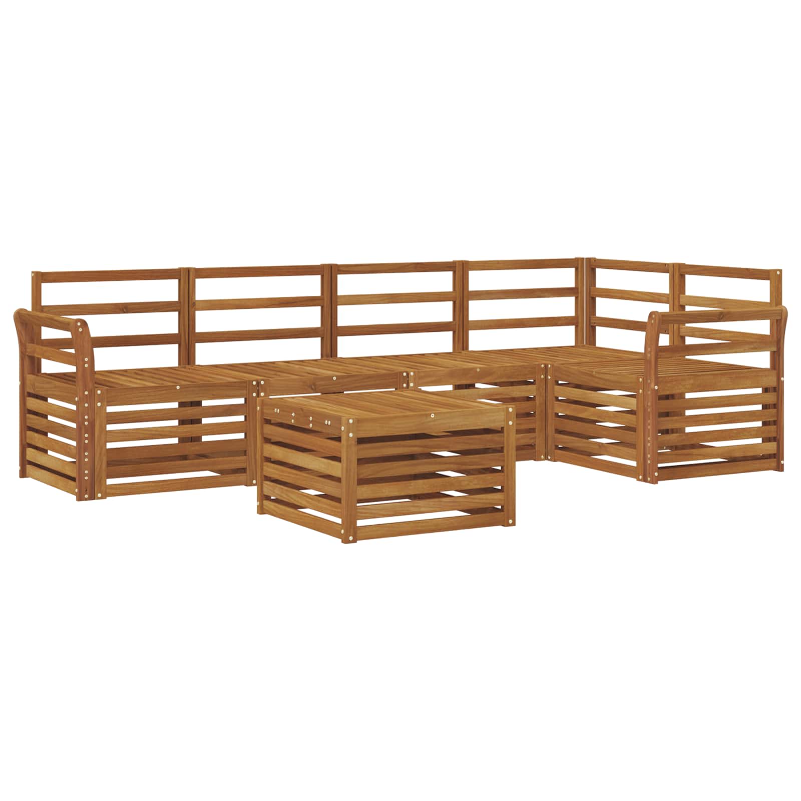vidaXL Zestaw sofy narożnej 6 pcs Naturalny Lite Drewno Akacji