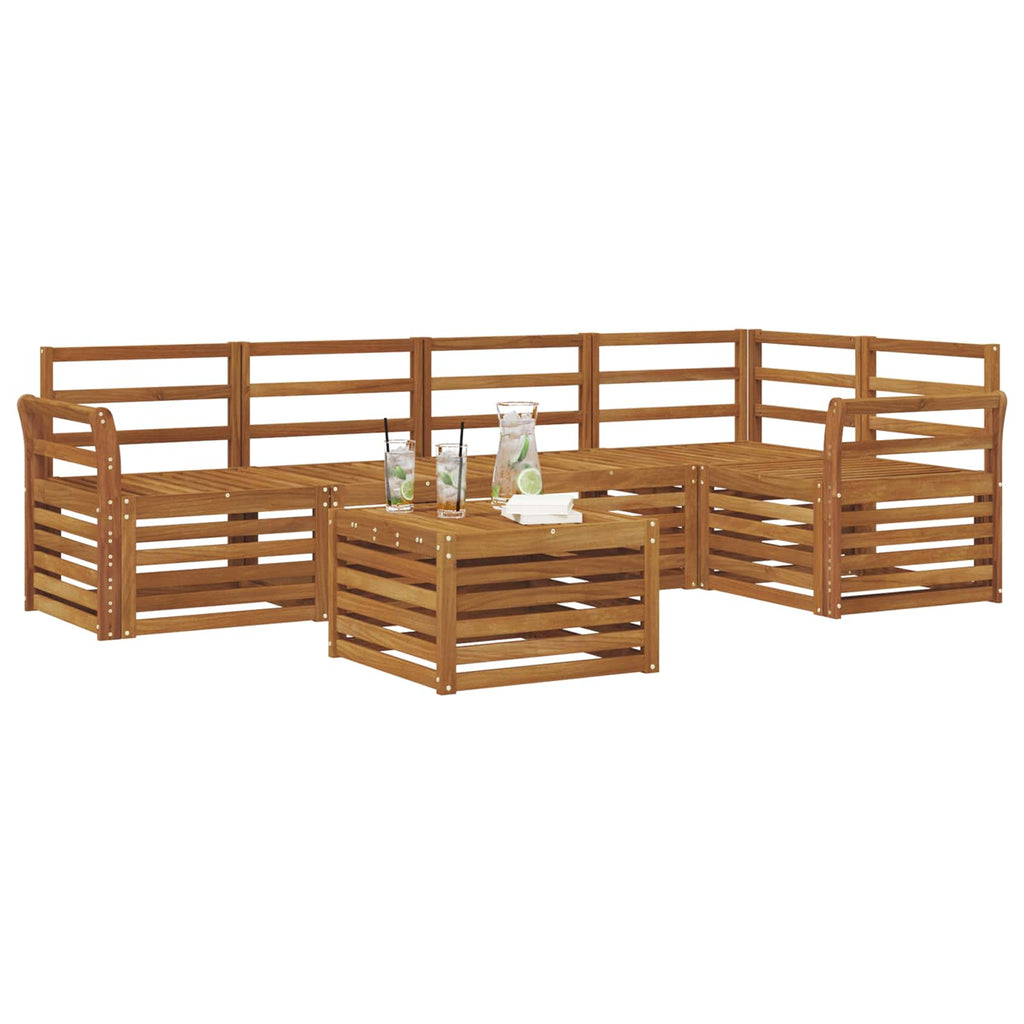 vidaXL Zestaw sofy narożnej 6 pcs Naturalny Lite Drewno Akacji
