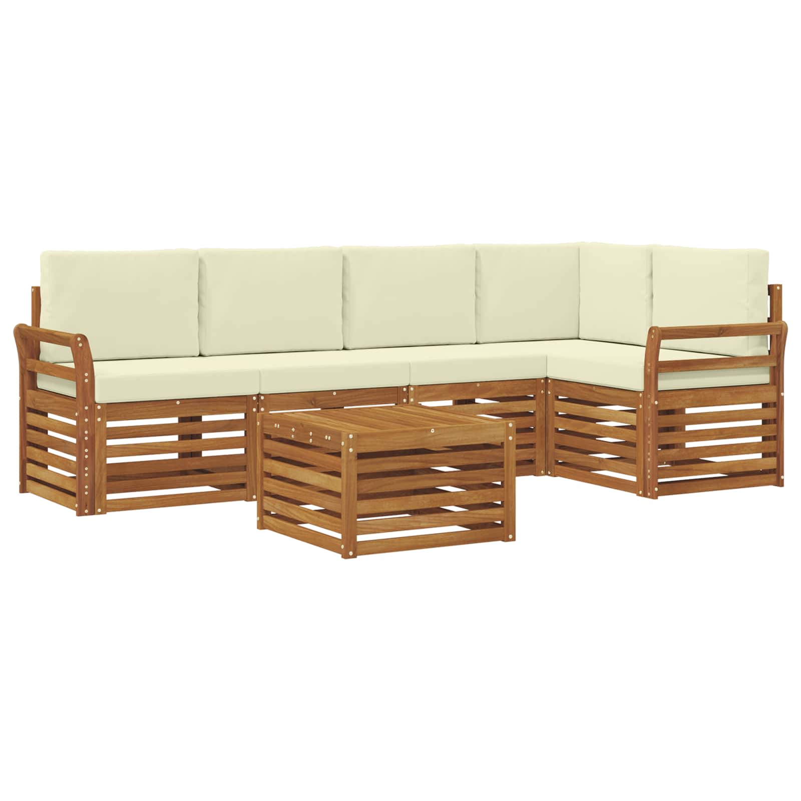 vidaXL Zestaw sofy narożnej z poduszką 6 pcs Naturalny i Kremowy