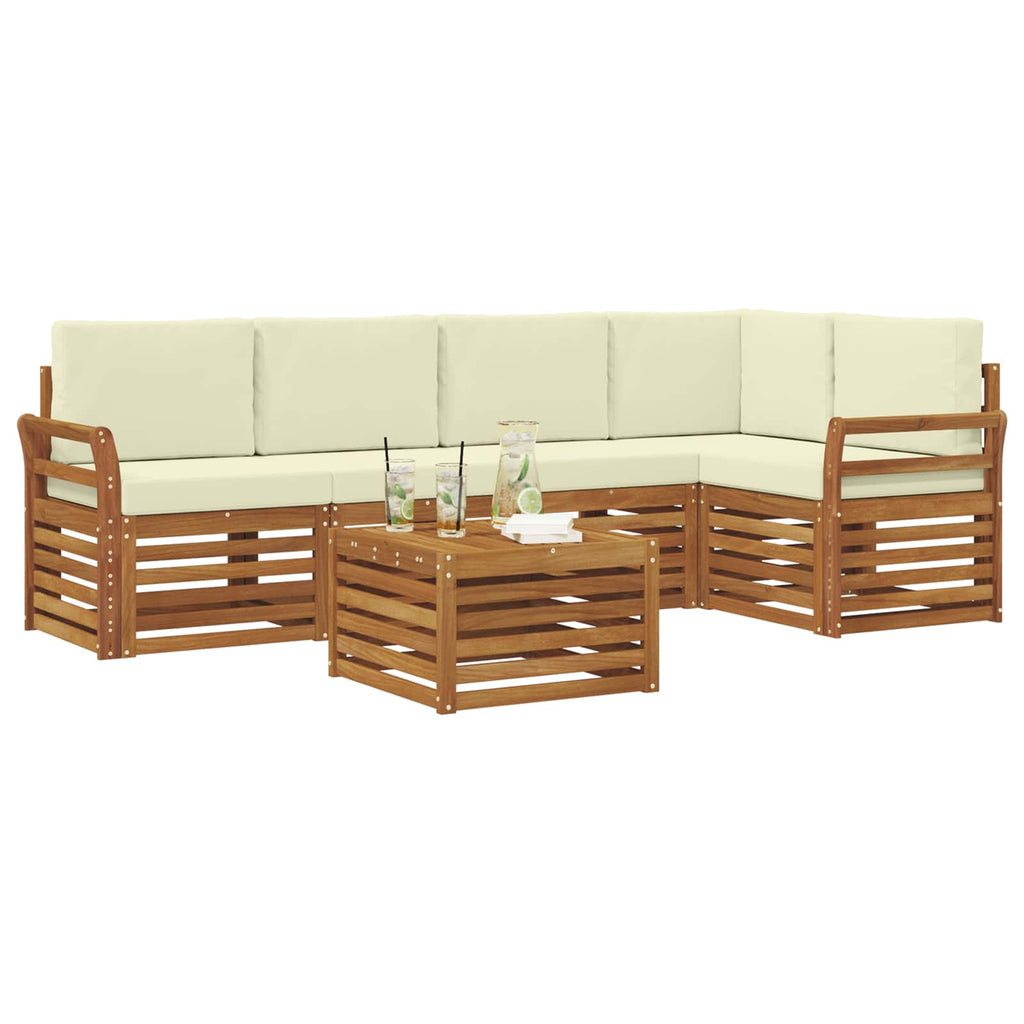 vidaXL Zestaw sofy narożnej z poduszką 6 pcs Naturalny i Kremowy
