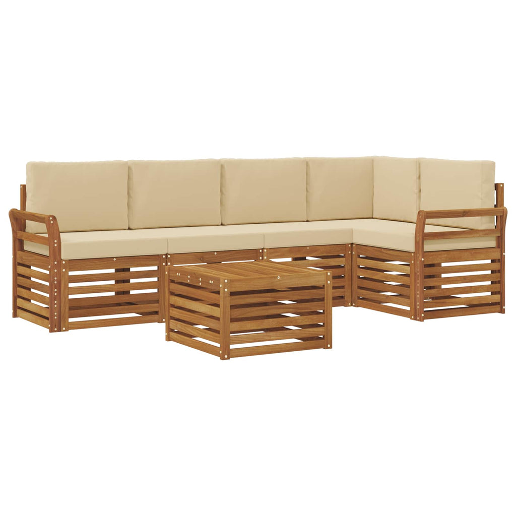 vidaXL Zestaw sofy narożnej z poduszką 6 pcs Naturalny i Beżowy