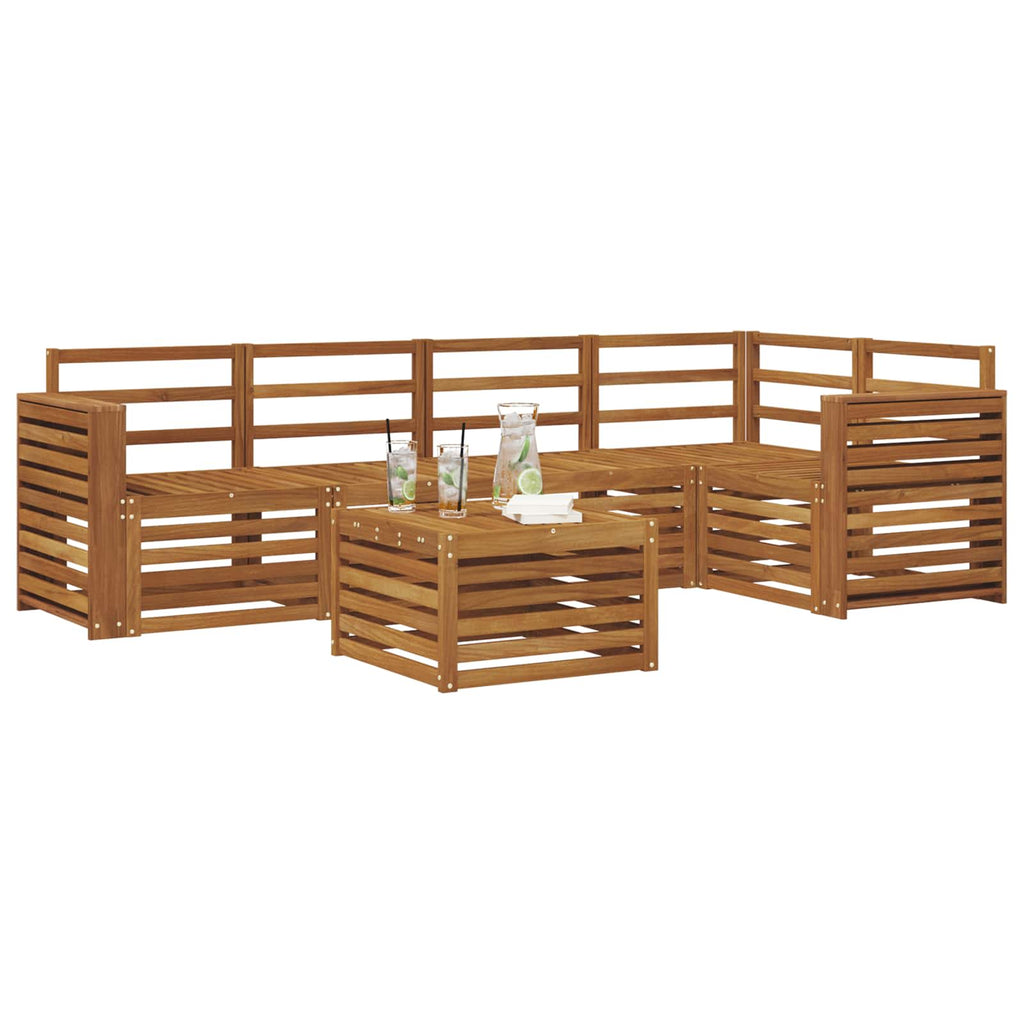 vidaXL Zestaw sofy narożnej 6 pcs Naturalny Lite Drewno Akacji