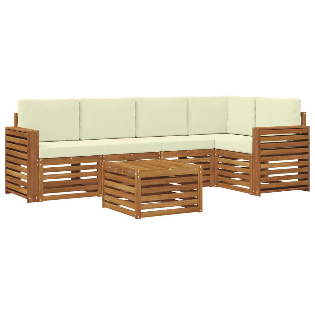 vidaXL Zestaw sofy narożnej z poduszką 6 pcs Naturalny i Kremowy