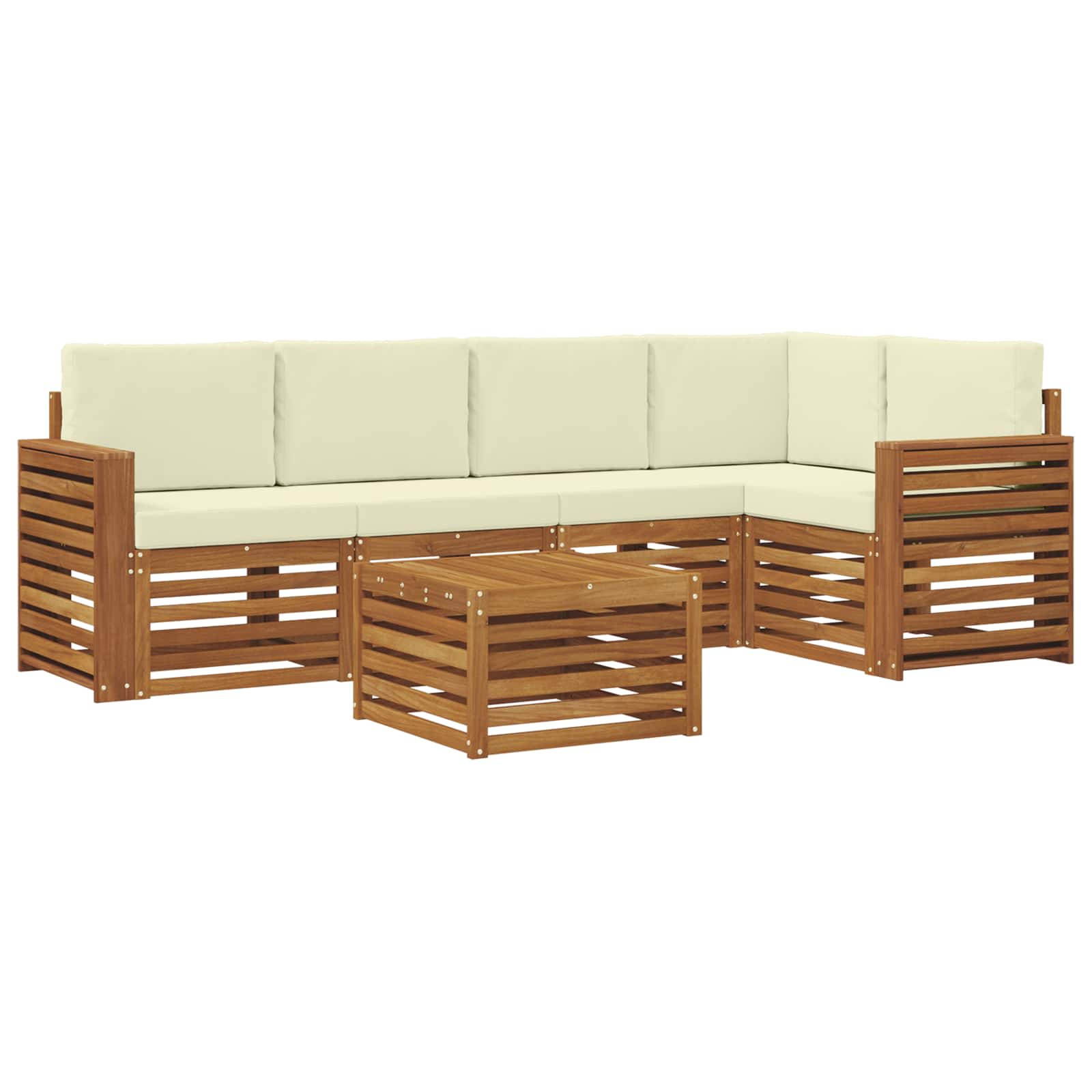 vidaXL Zestaw sofy narożnej z poduszką 6 pcs Naturalny i Kremowy