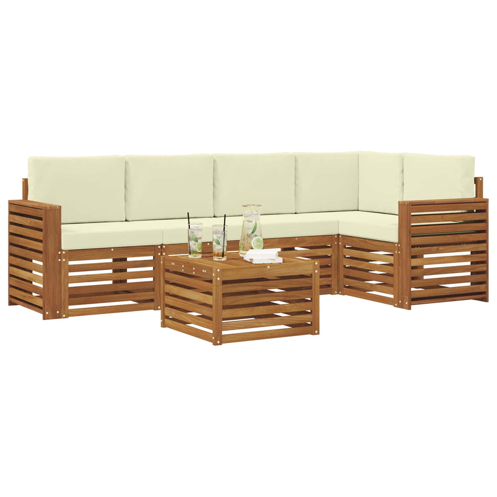 vidaXL Zestaw sofy narożnej z poduszką 6 pcs Naturalny i Kremowy