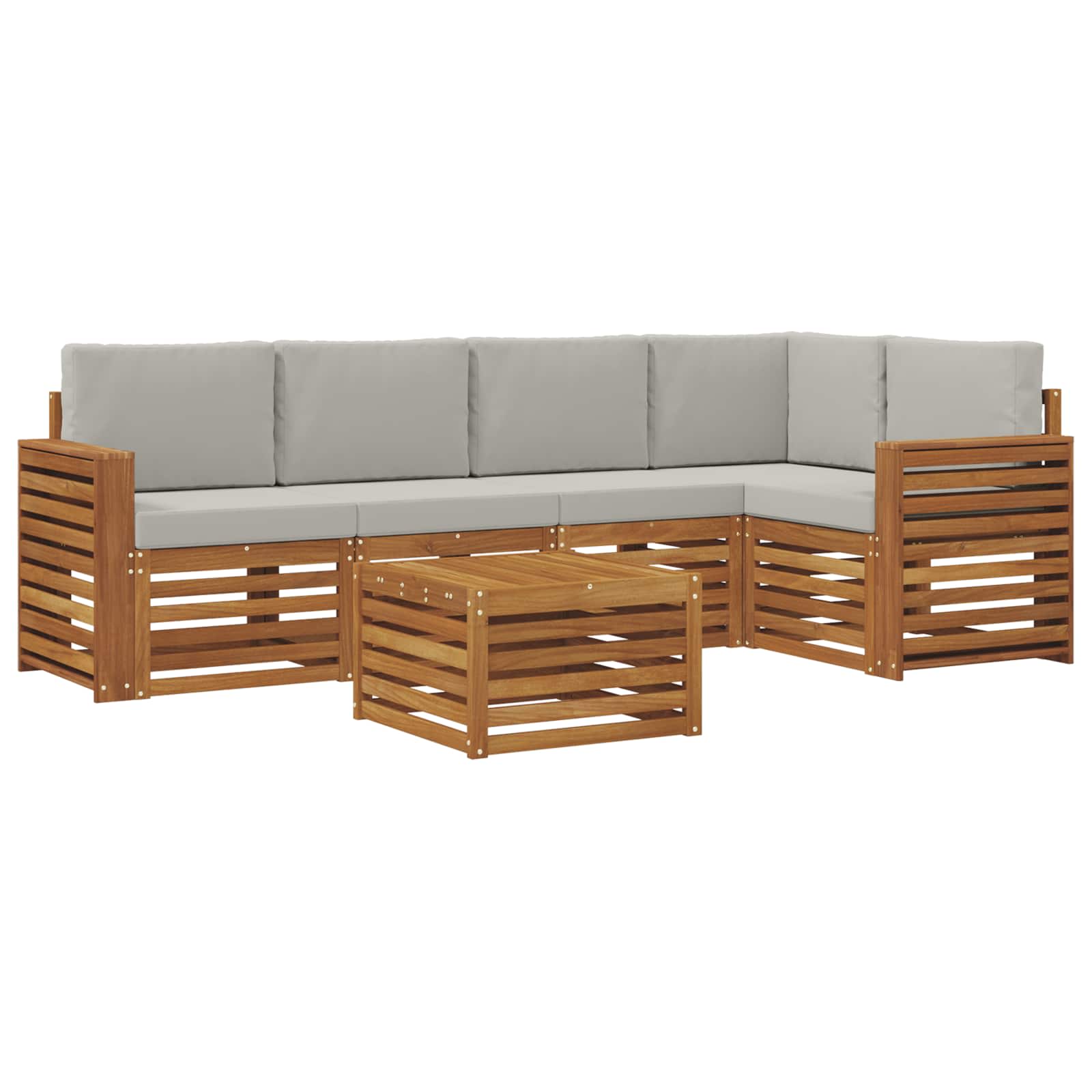vidaXL Zestaw sofy narożnej z poduszką 6 pcs Naturalny i Jasny Szary