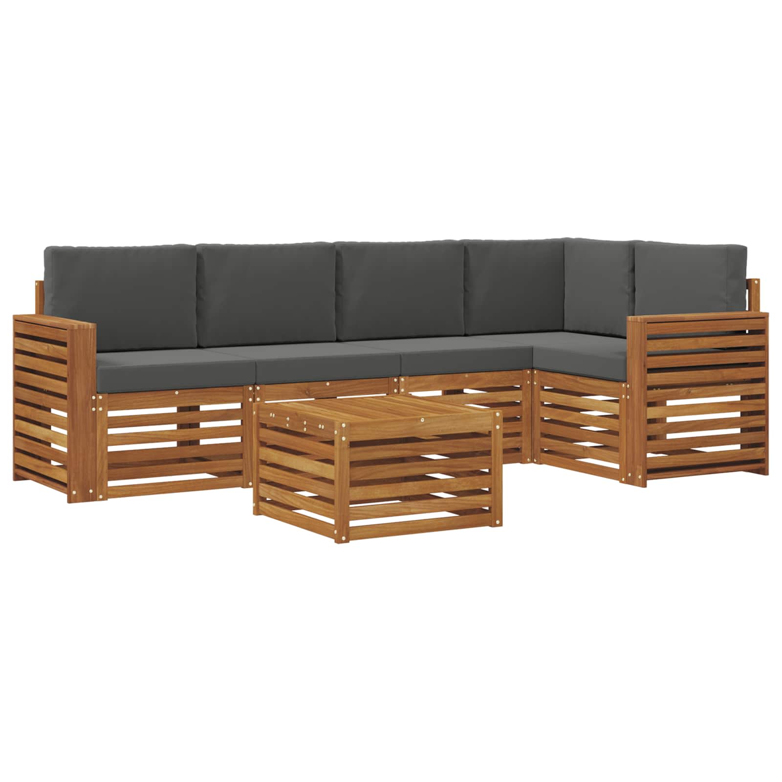 vidaXL Zestaw sofy narożnej z poduszką 6 pcs Naturalny i Antracytowy
