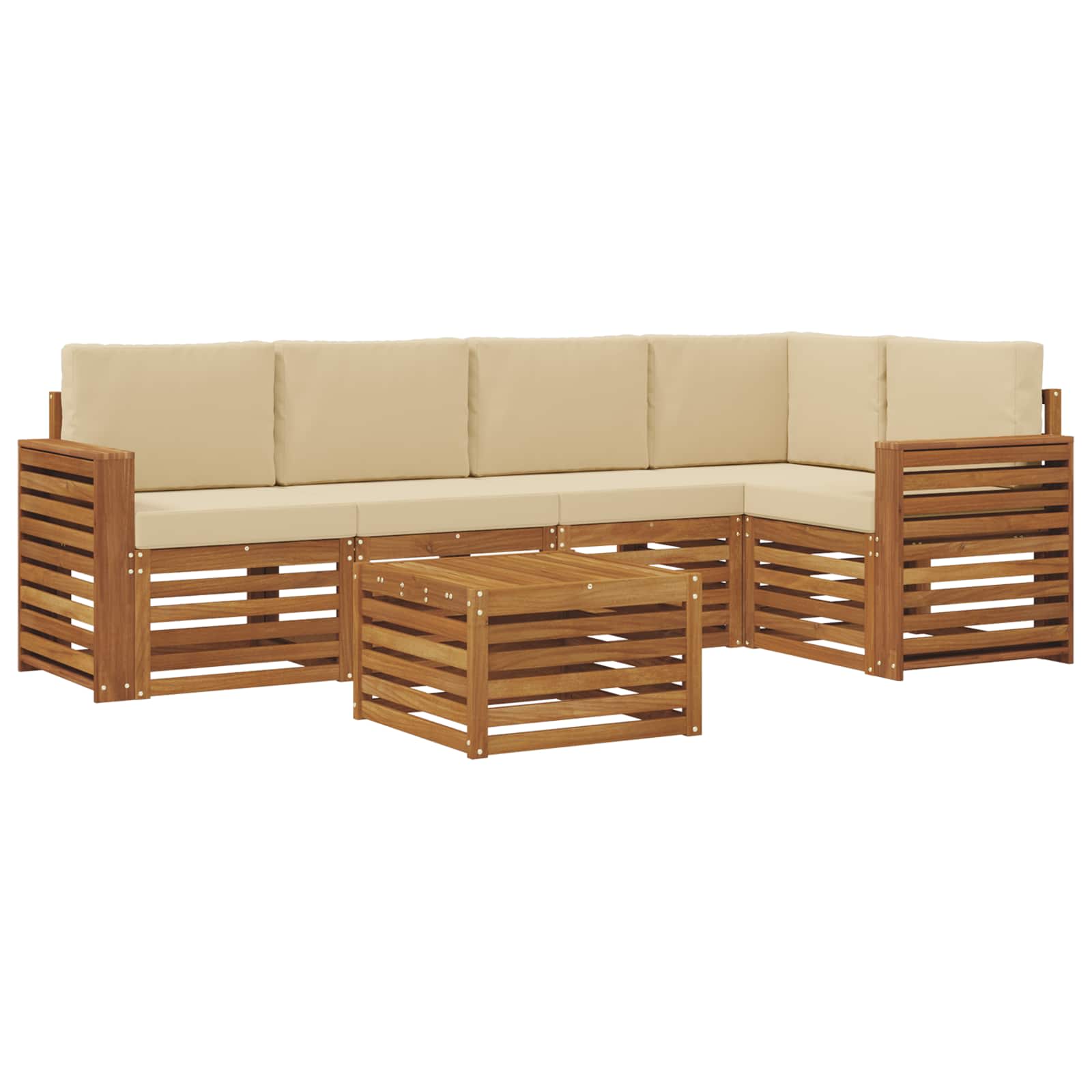 vidaXL Zestaw sofy narożnej z poduszką 6 pcs Naturalny i Beżowy