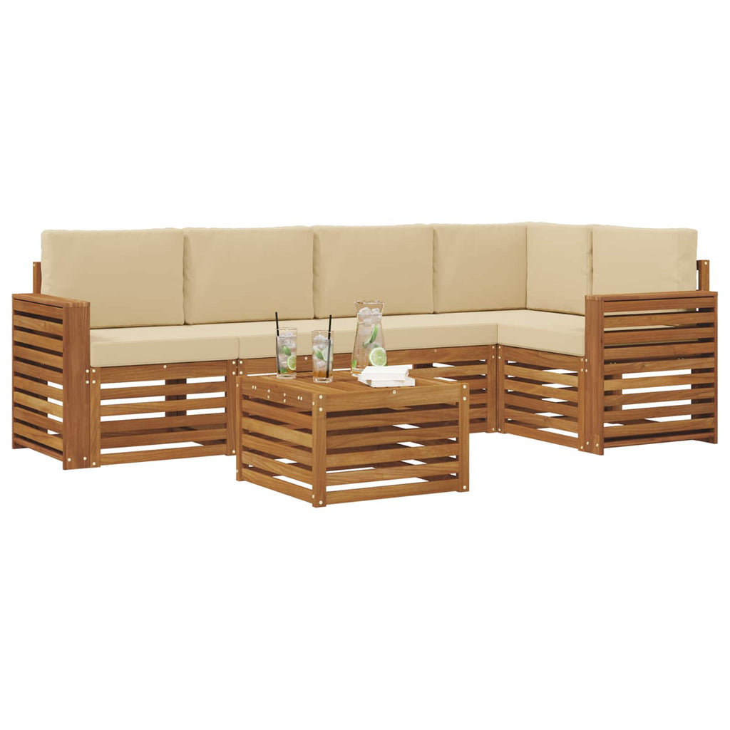vidaXL Zestaw sofy narożnej z poduszką 6 pcs Naturalny i Beżowy