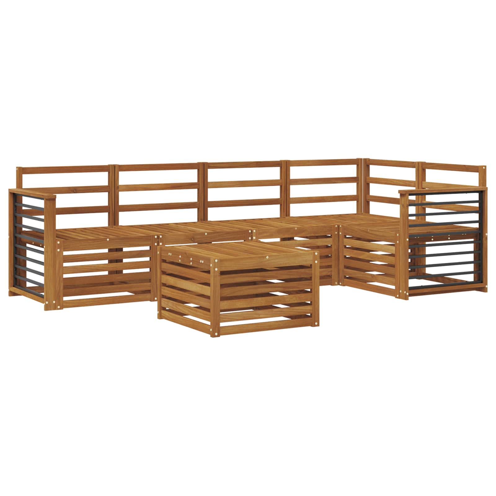 vidaXL Zestaw sofy narożnej 6 pcs Naturalny Lite Drewno Akacji