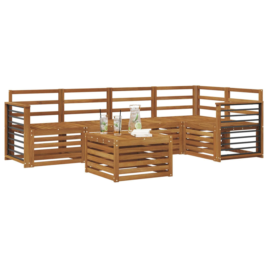 vidaXL Zestaw sofy narożnej 6 pcs Naturalny Lite Drewno Akacji