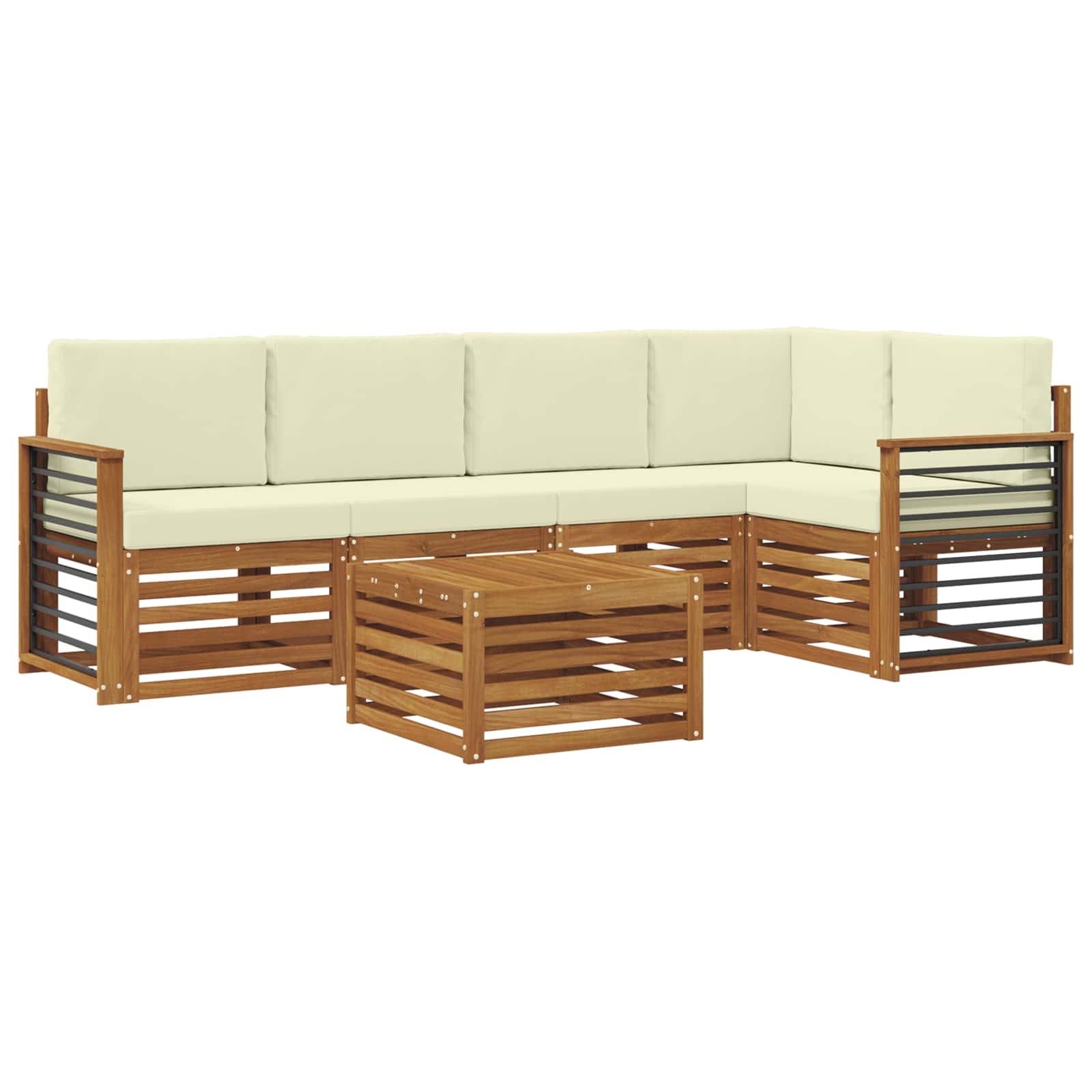 vidaXL Zestaw sofy narożnej z poduszką 6 pcs Naturalny i Kremowy