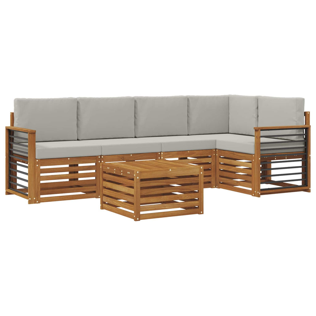 vidaXL Zestaw sofy narożnej z poduszką 6 pcs Naturalny i Jasny Szary