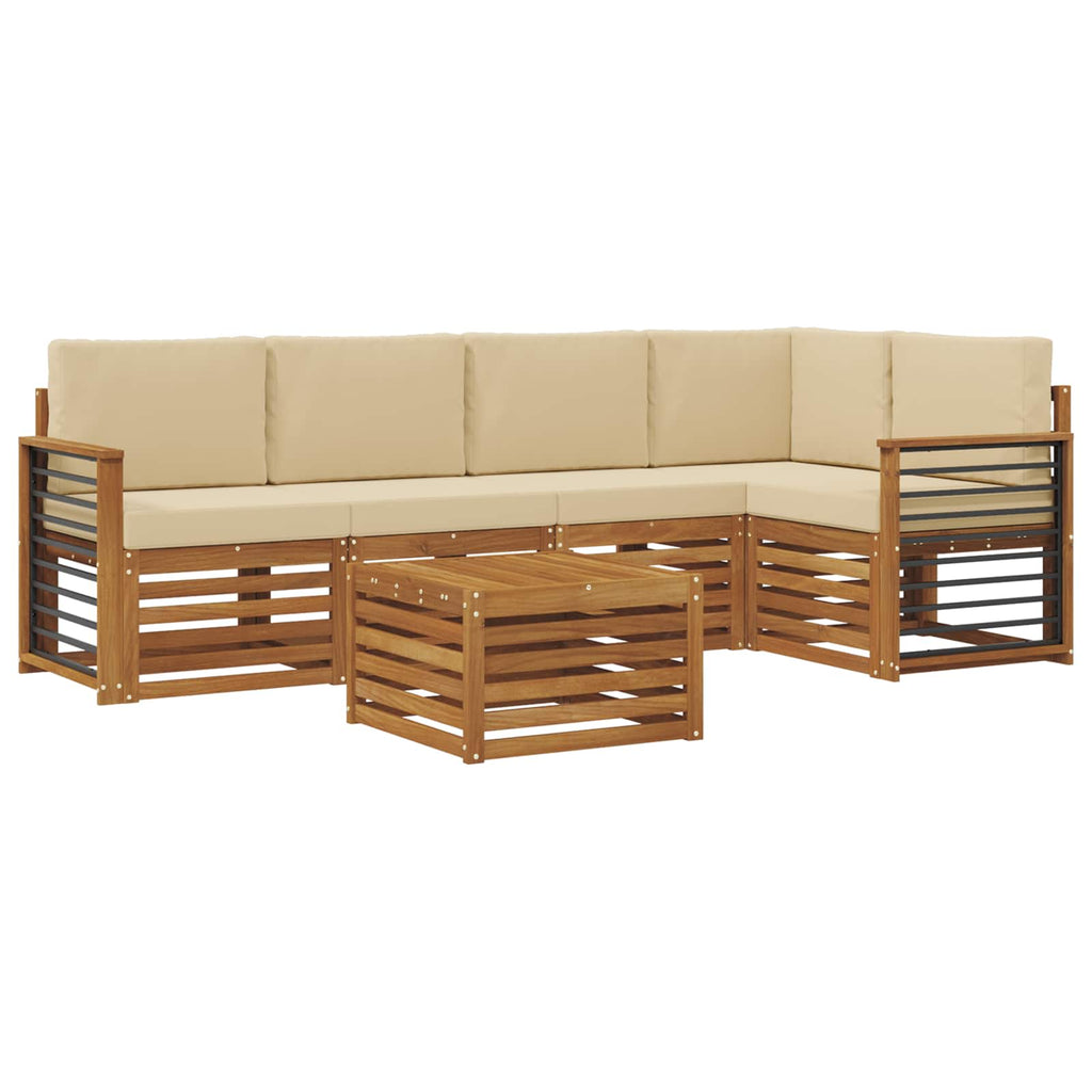 vidaXL Zestaw sofy narożnej z poduszką 6 pcs Naturalny i Beżowy