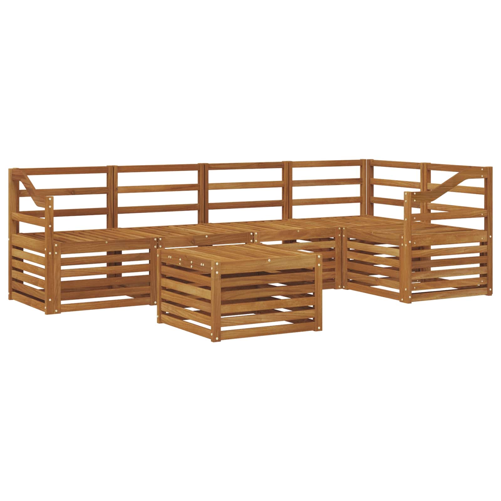 vidaXL Zestaw sofy narożnej 6 pcs Naturalny Lite Drewno Akacji