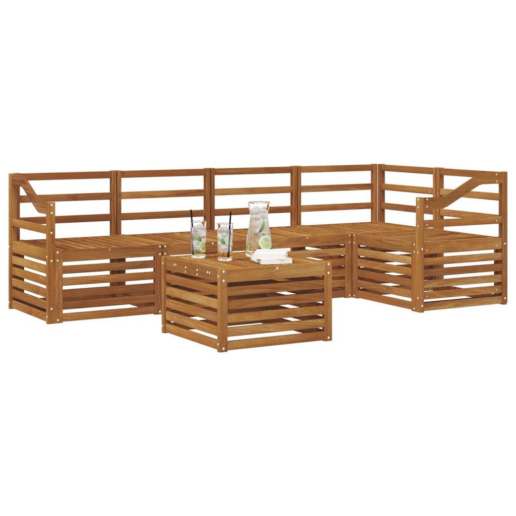 vidaXL Zestaw sofy narożnej 6 pcs Naturalny Lite Drewno Akacji