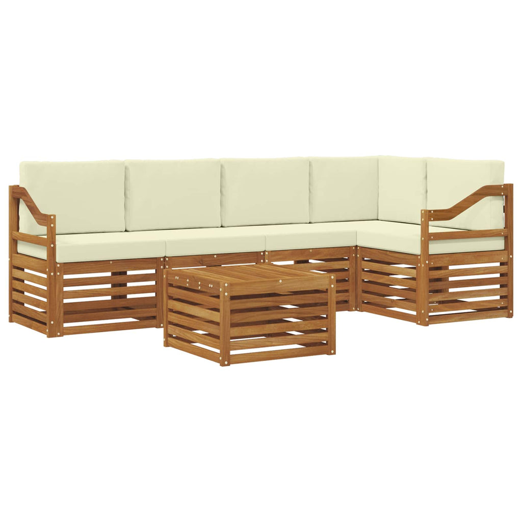 vidaXL Zestaw sofy narożnej z poduszką 6 pcs Naturalny i Kremowy