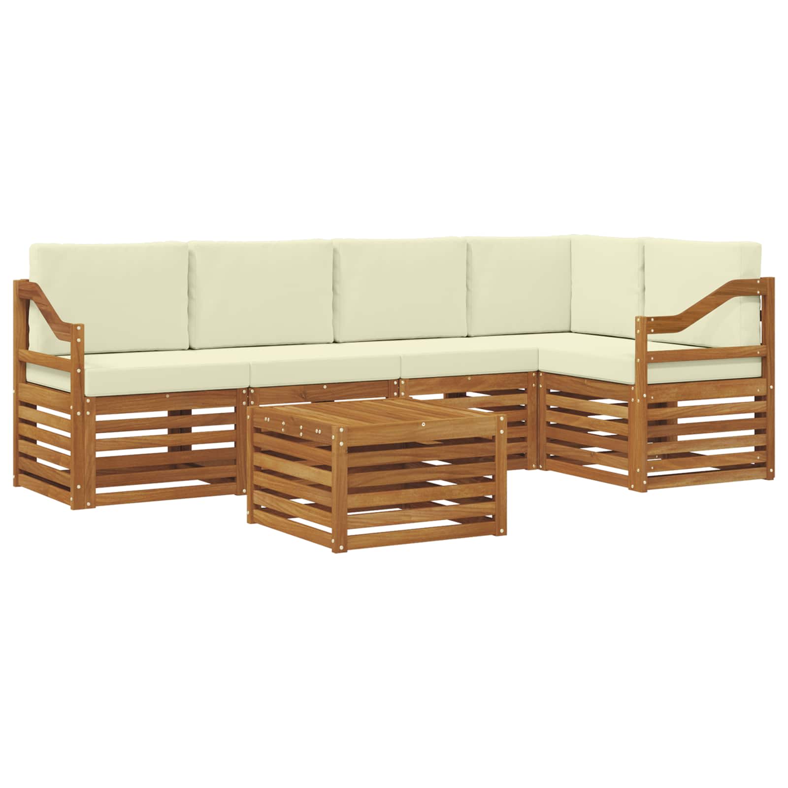 vidaXL Zestaw sofy narożnej z poduszką 6 pcs Naturalny i Kremowy