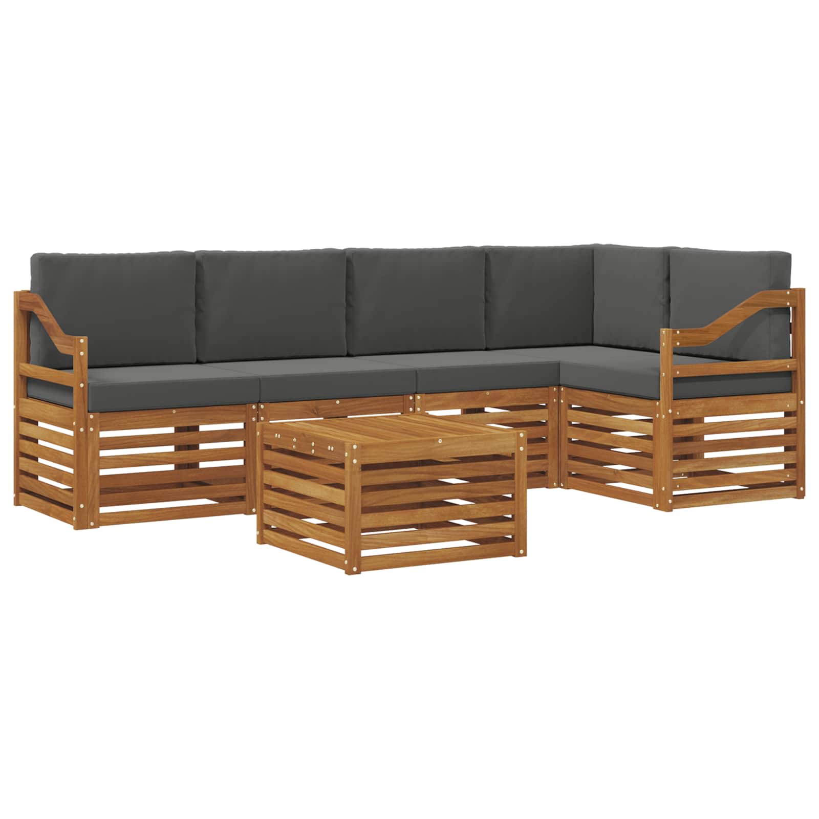 vidaXL Zestaw sofy narożnej z poduszką 6 pcs Naturalny i Antracytowy