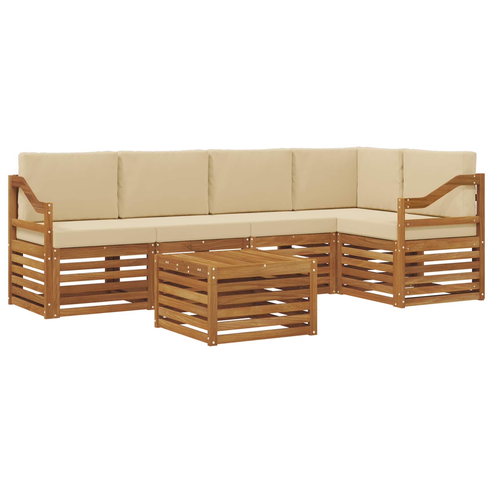 vidaXL Zestaw sofy narożnej z poduszką 6 pcs Naturalny i Beżowy