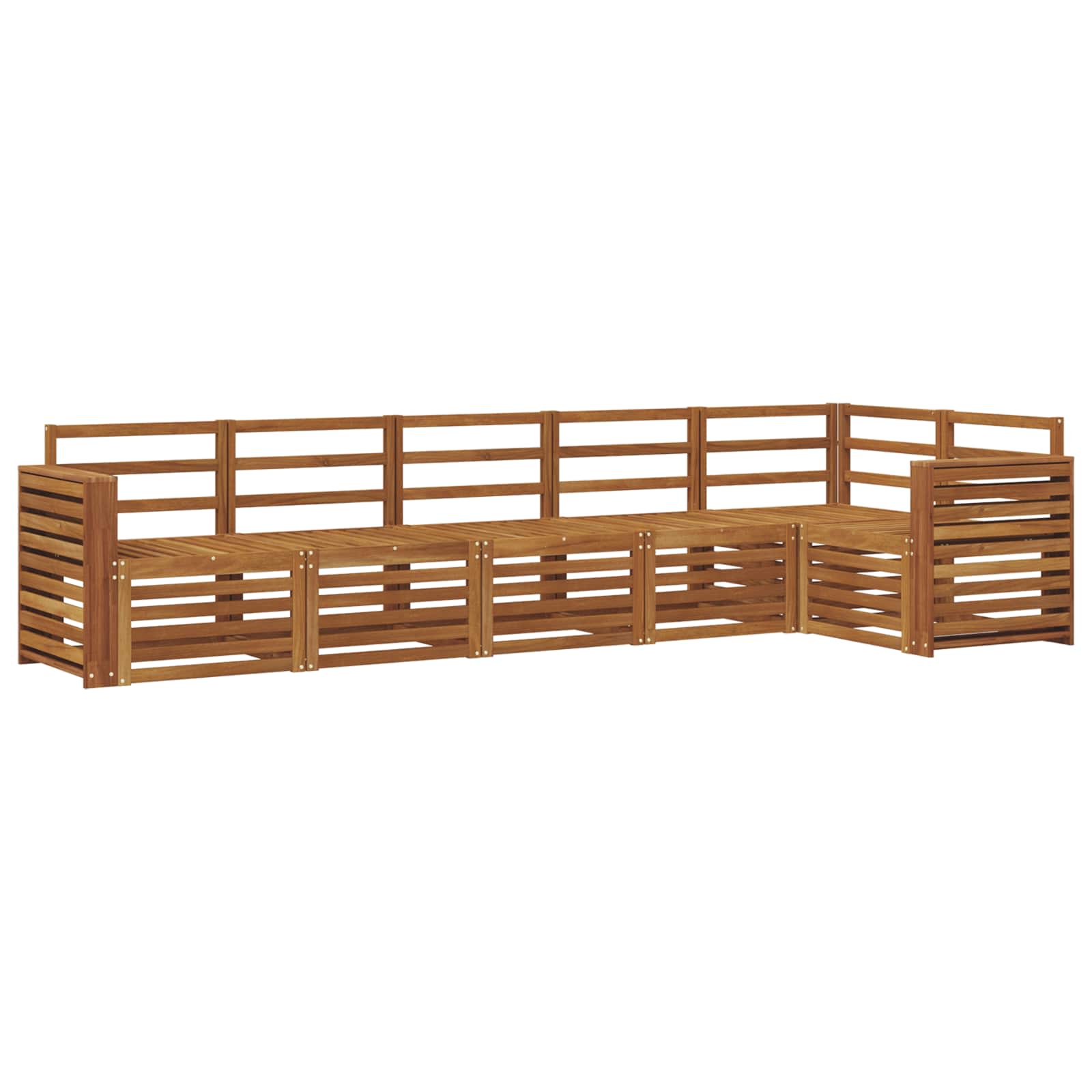 vidaXL Zestaw sofy narożnej 6 pcs Naturalny Lite Drewno Akacji