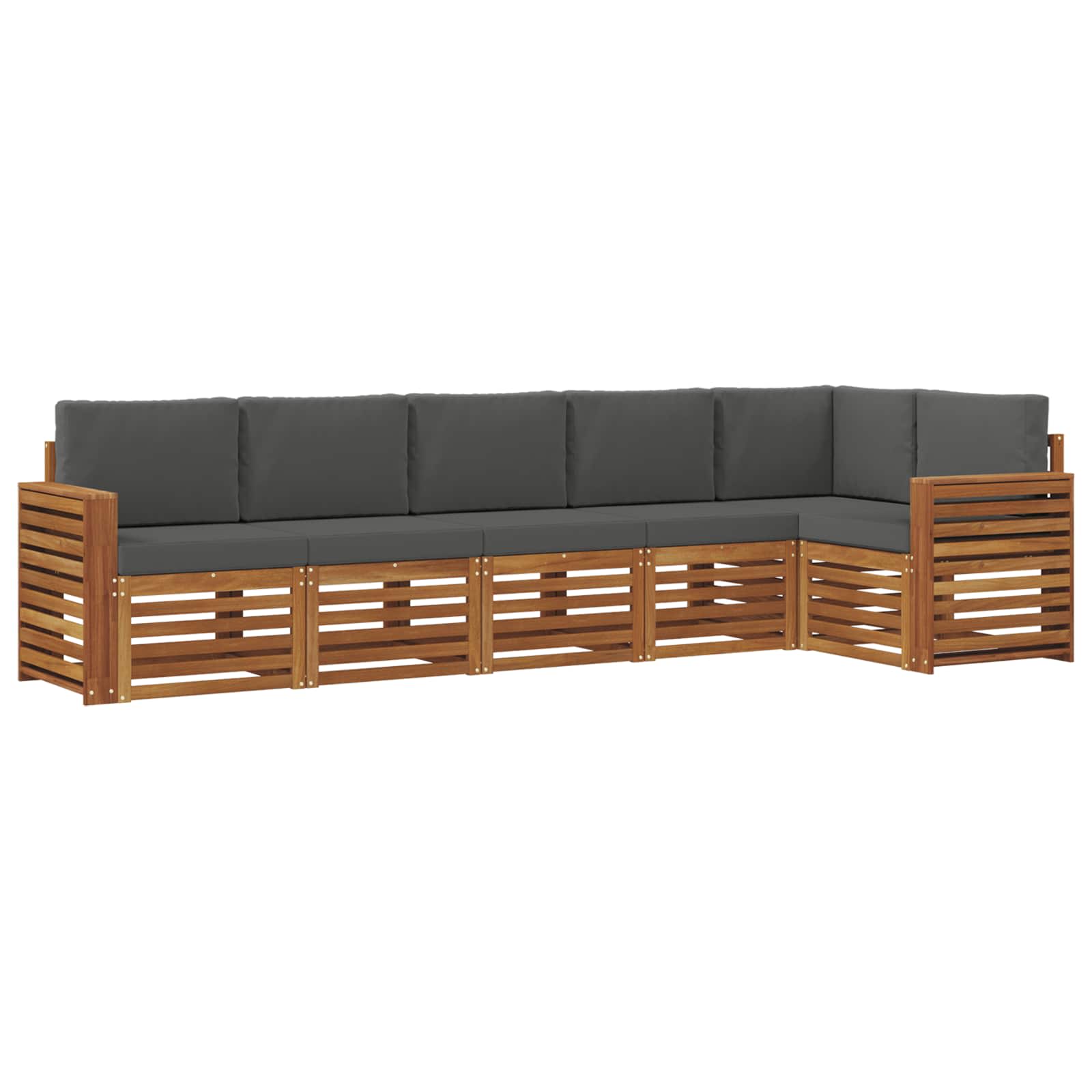 vidaXL Zestaw sofy narożnej z poduszką 6 pcs Naturalny i Antracytowy