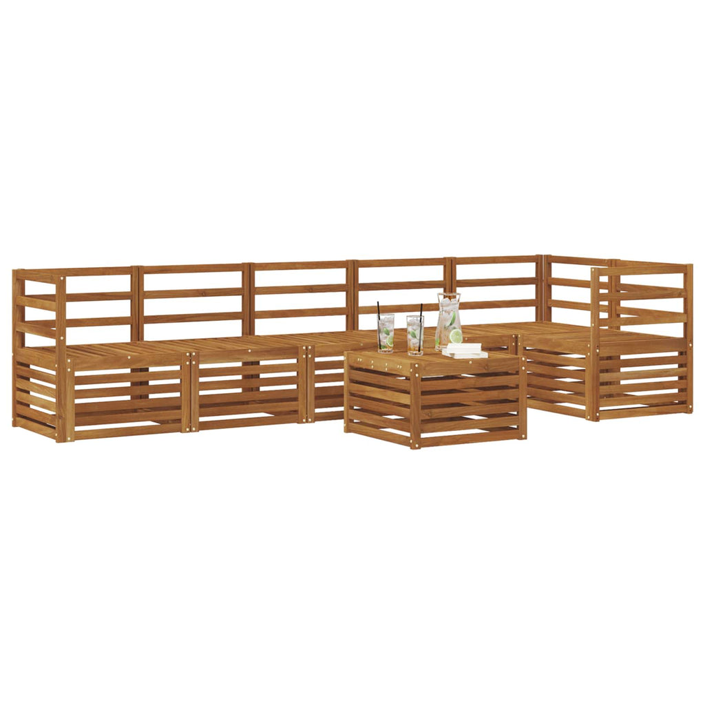 vidaXL Zestaw sofy narożnej 7 pcs Naturalny Lite Drewno Akacji