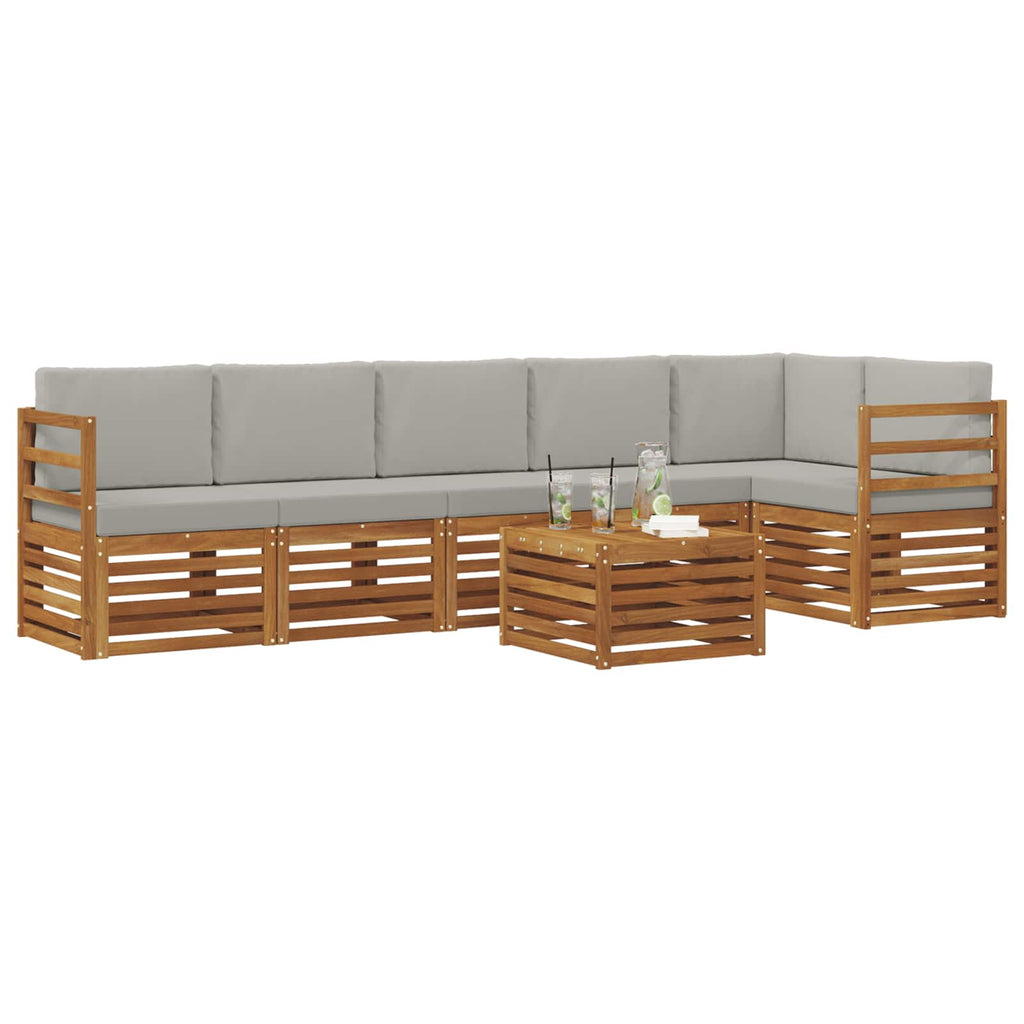 vidaXL Zestaw sofy narożnej z poduszką 7 pcs Naturalny i Jasny Szary
