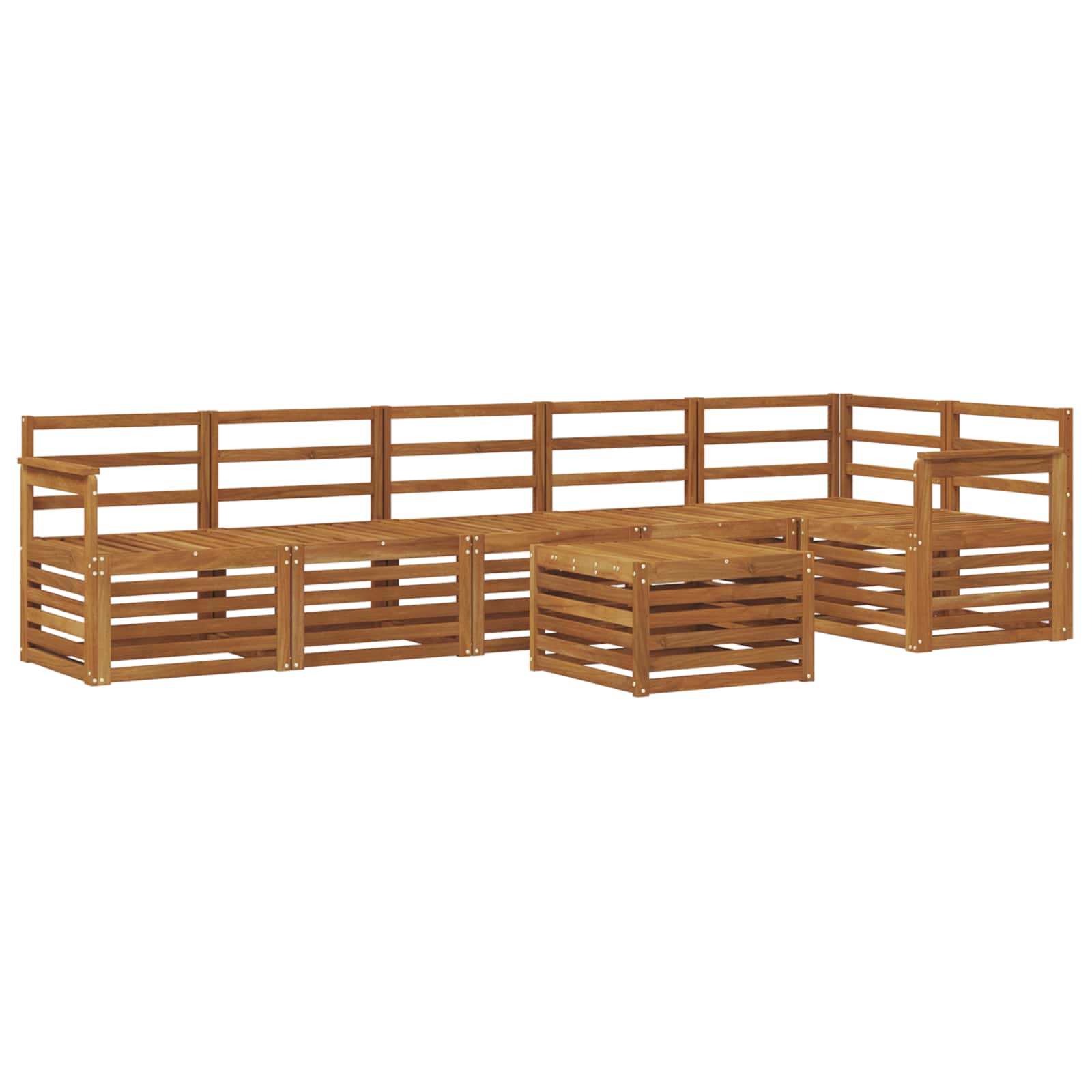 vidaXL Zestaw sofy narożnej 7 pcs Naturalny Lite Drewno Akacji