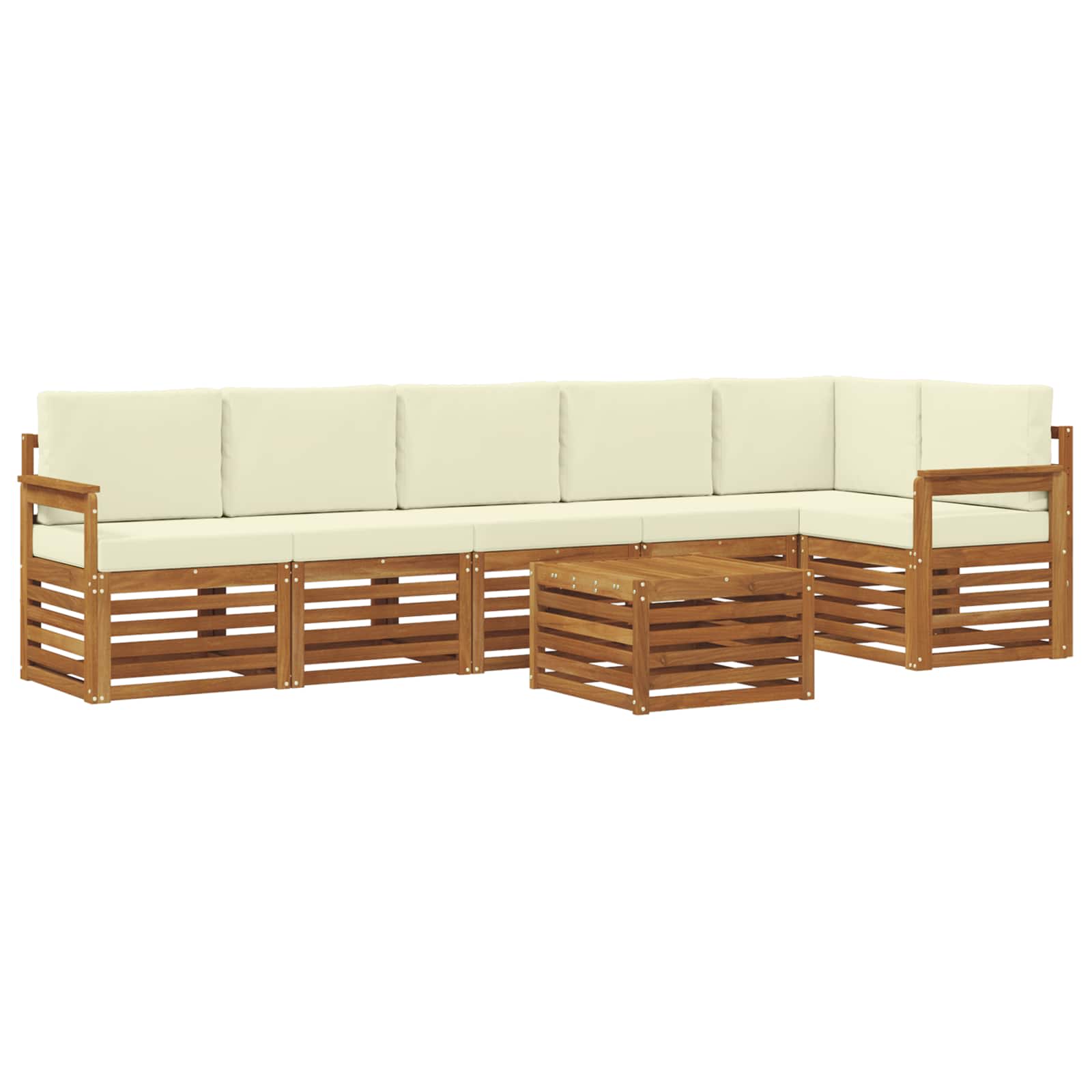 vidaXL Zestaw sofy narożnej z poduszką 7 pcs Naturalny i Kremowy