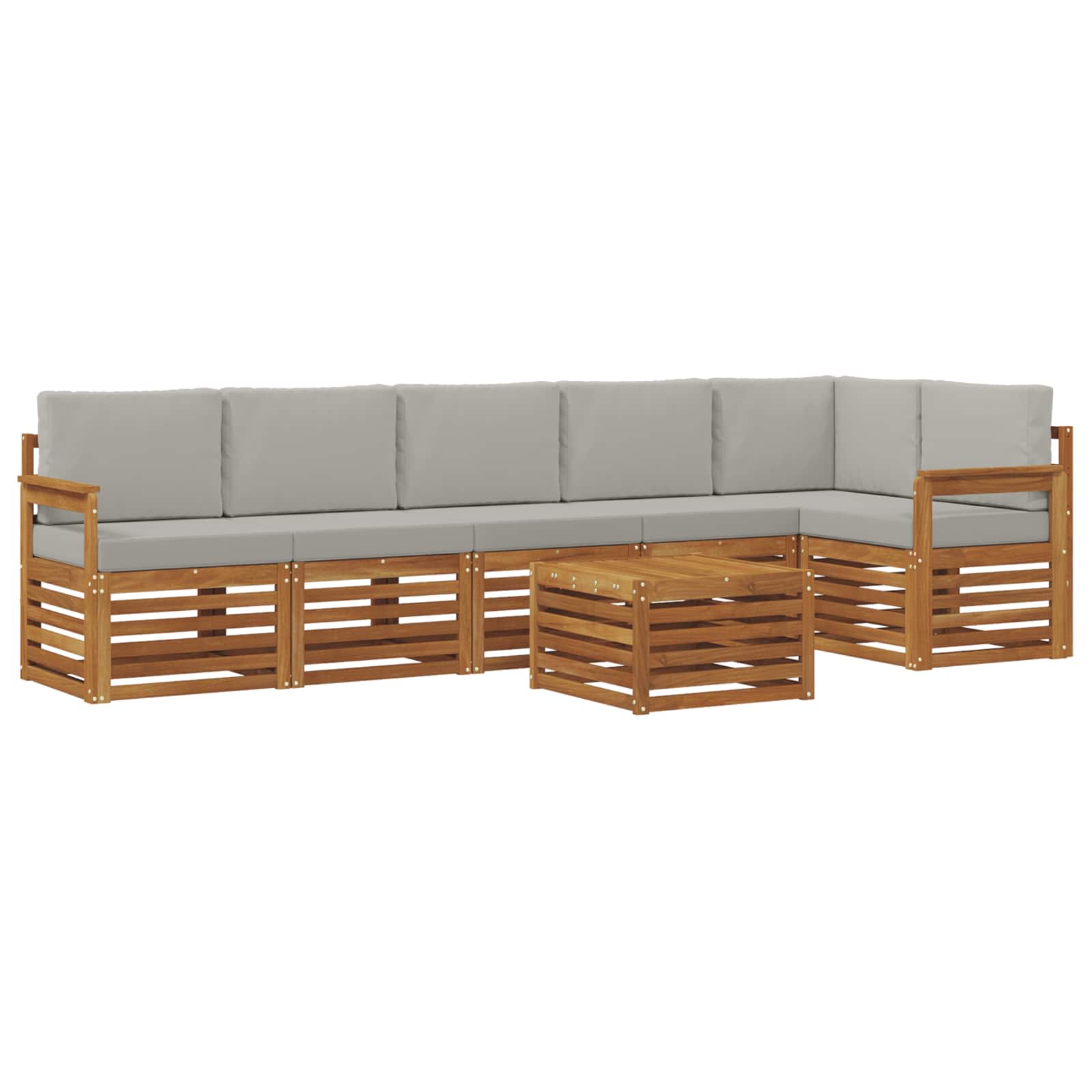 vidaXL Zestaw sofy narożnej z poduszką 7 pcs Naturalny i Jasny Szary