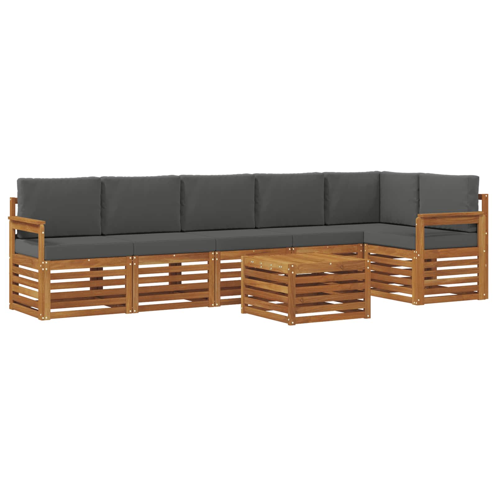 vidaXL Zestaw sofy narożnej z poduszką 7 pcs Naturalny i Antracytowy