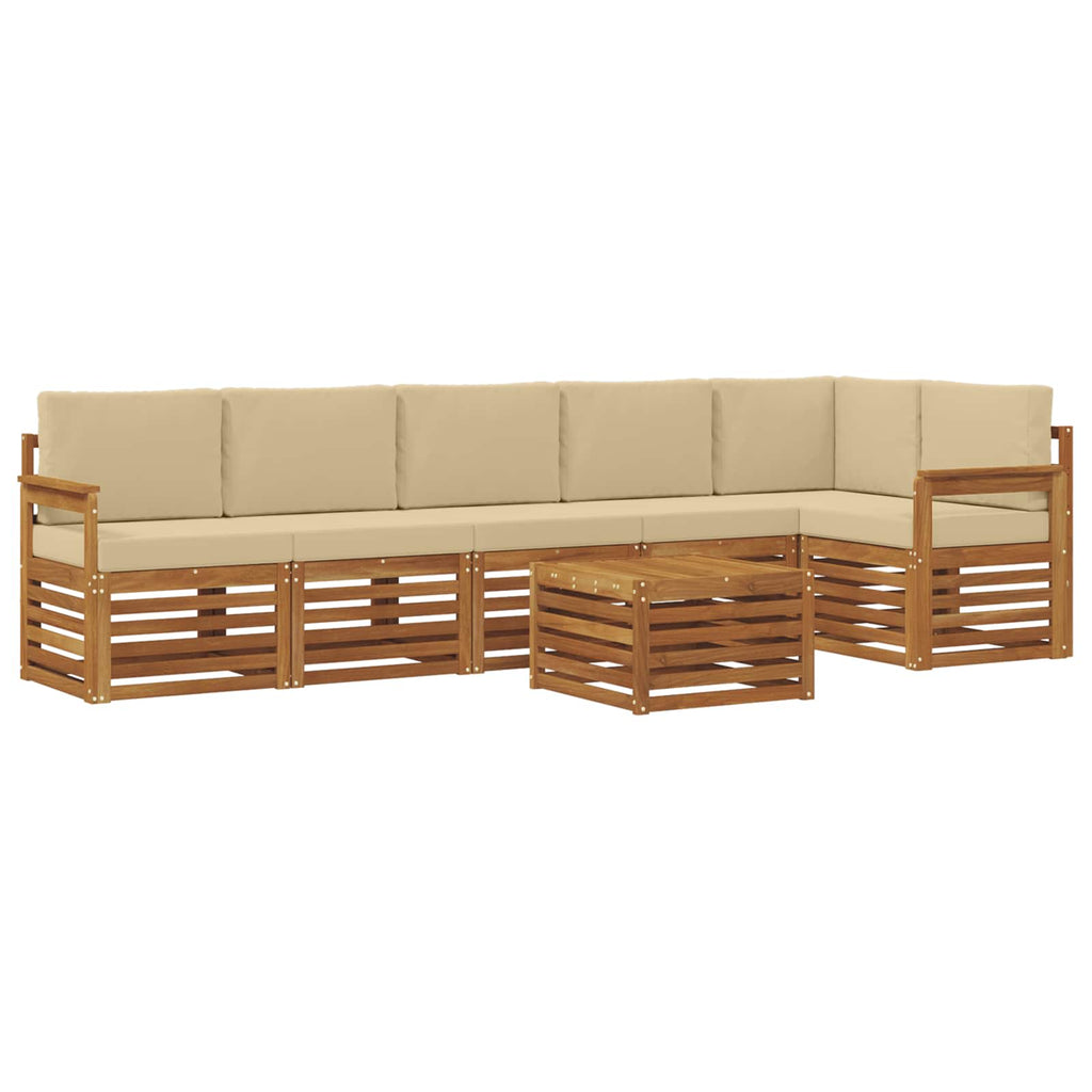 vidaXL Zestaw sofy narożnej z poduszką 7 pcs Naturalny i Beżowy