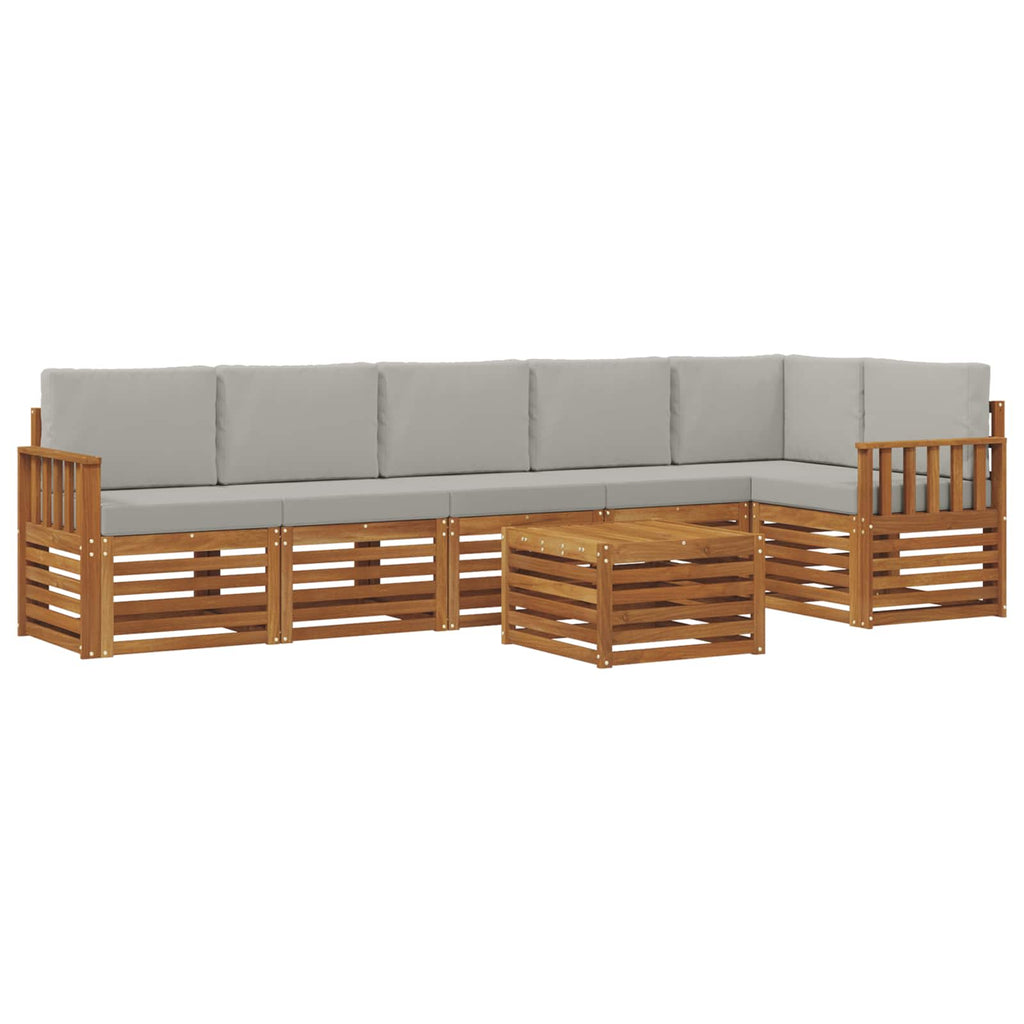 vidaXL Zestaw sofy narożnej z poduszką 7 pcs Naturalny i Jasny Szary