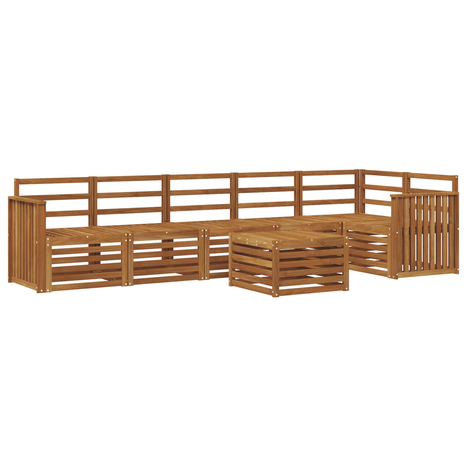 vidaXL Zestaw sofy narożnej 7 pcs Naturalny Lite Drewno Akacji