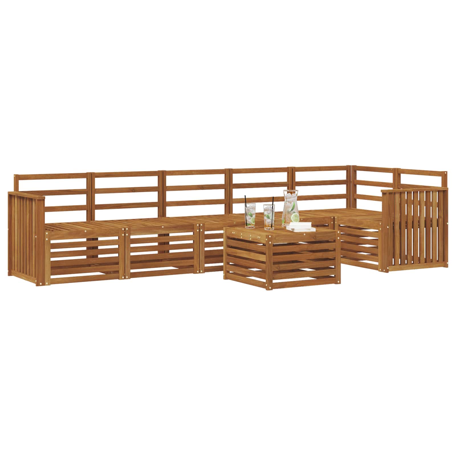 vidaXL Zestaw sofy narożnej 7 pcs Naturalny Lite Drewno Akacji