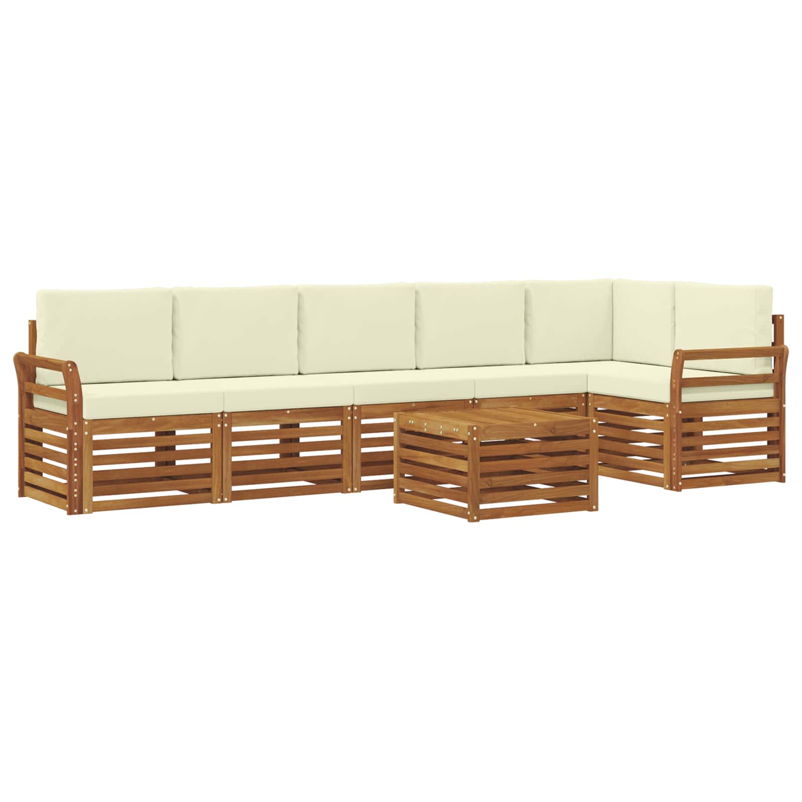 vidaXL Zestaw sofy narożnej z poduszką 7 pcs Naturalny i Kremowy