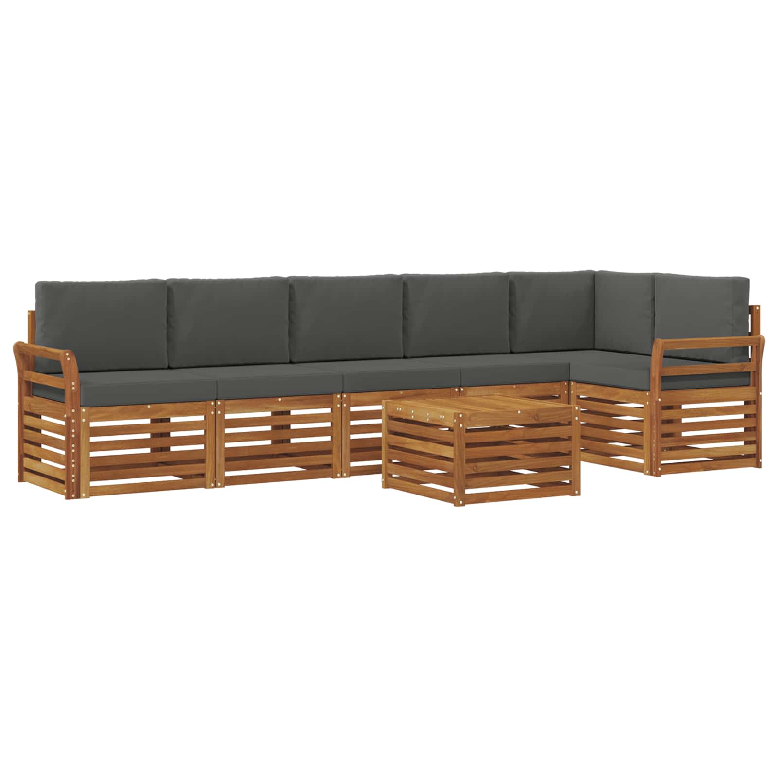 vidaXL Zestaw sofy narożnej z poduszką 7 pcs Naturalny i Antracytowy