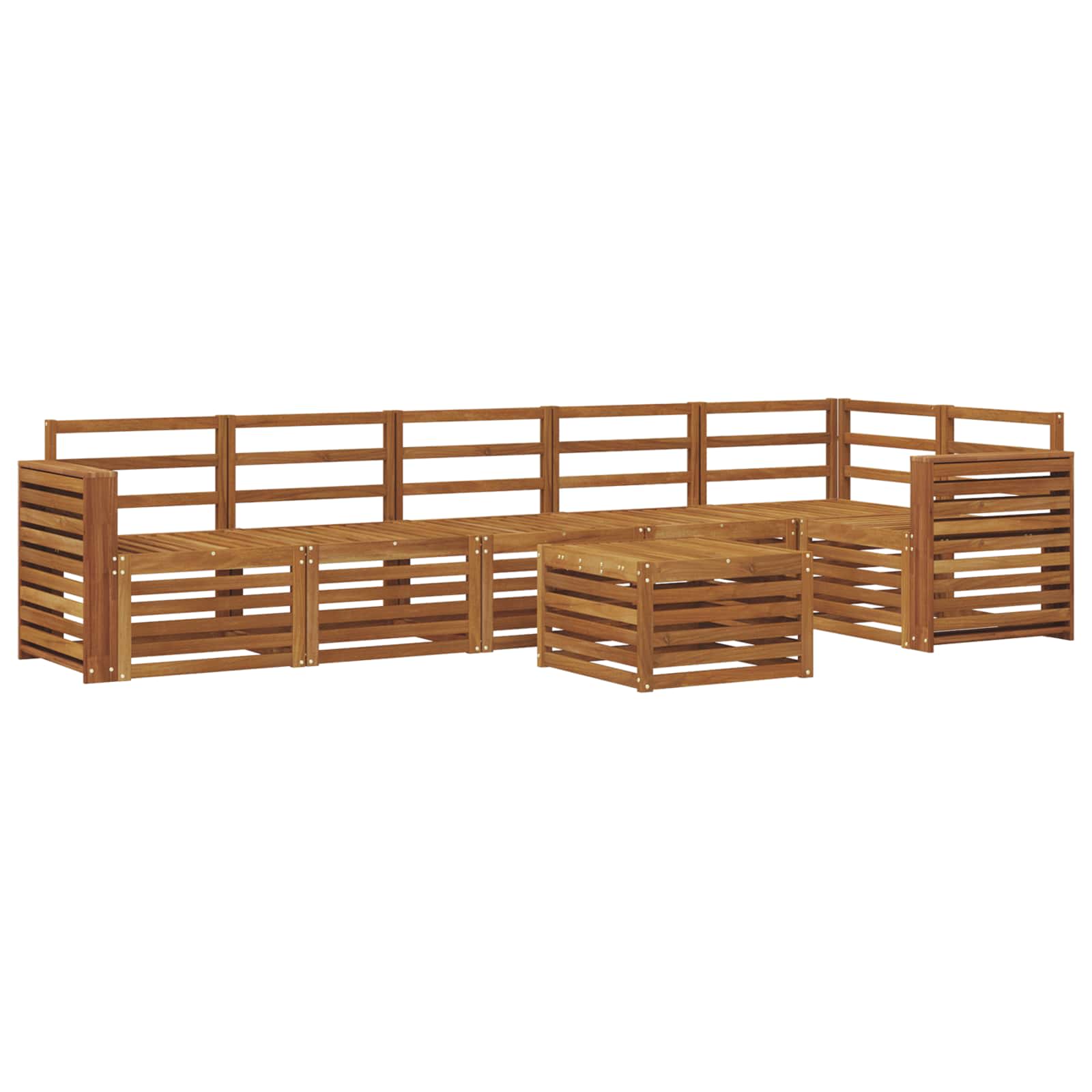 vidaXL Zestaw sofy narożnej 7 pcs Naturalny Lite Drewno Akacji