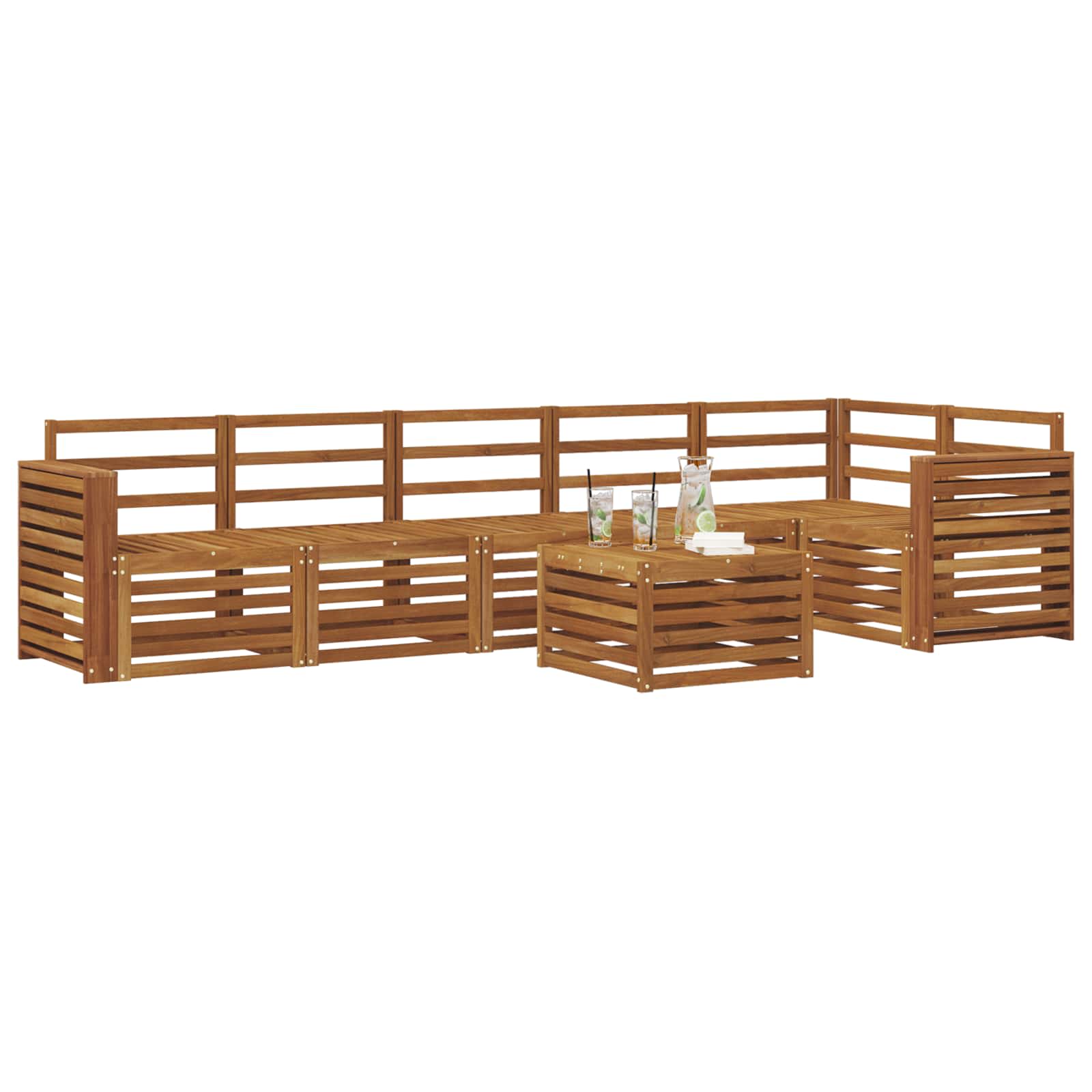 vidaXL Zestaw sofy narożnej 7 pcs Naturalny Lite Drewno Akacji