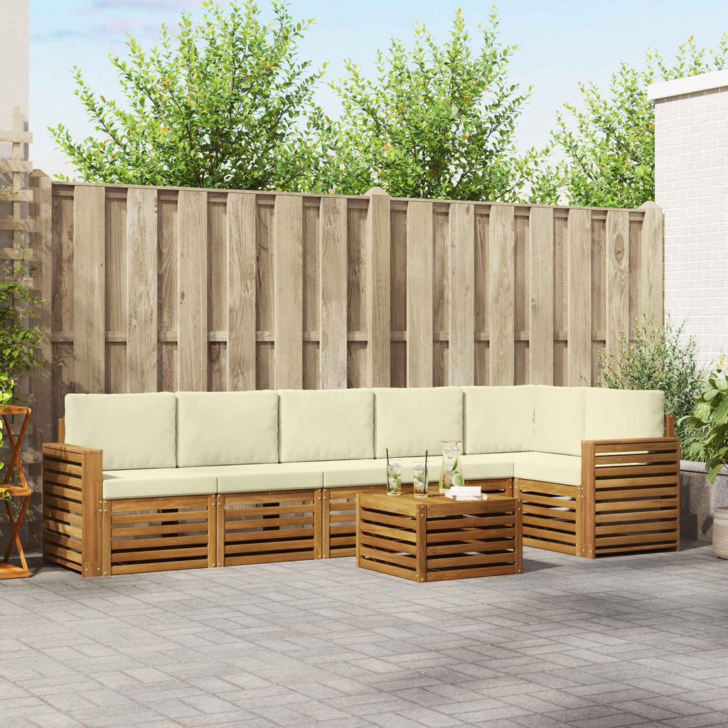 vidaXL Zestaw sofy narożnej z poduszką 7 pcs Naturalny i Kremowy