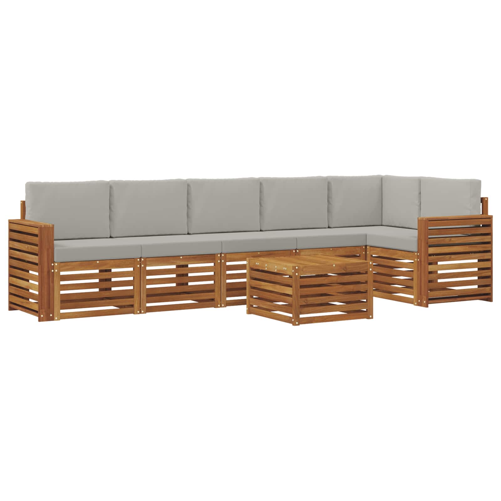 vidaXL Zestaw sofy narożnej z poduszką 7 pcs Naturalny i Jasny Szary